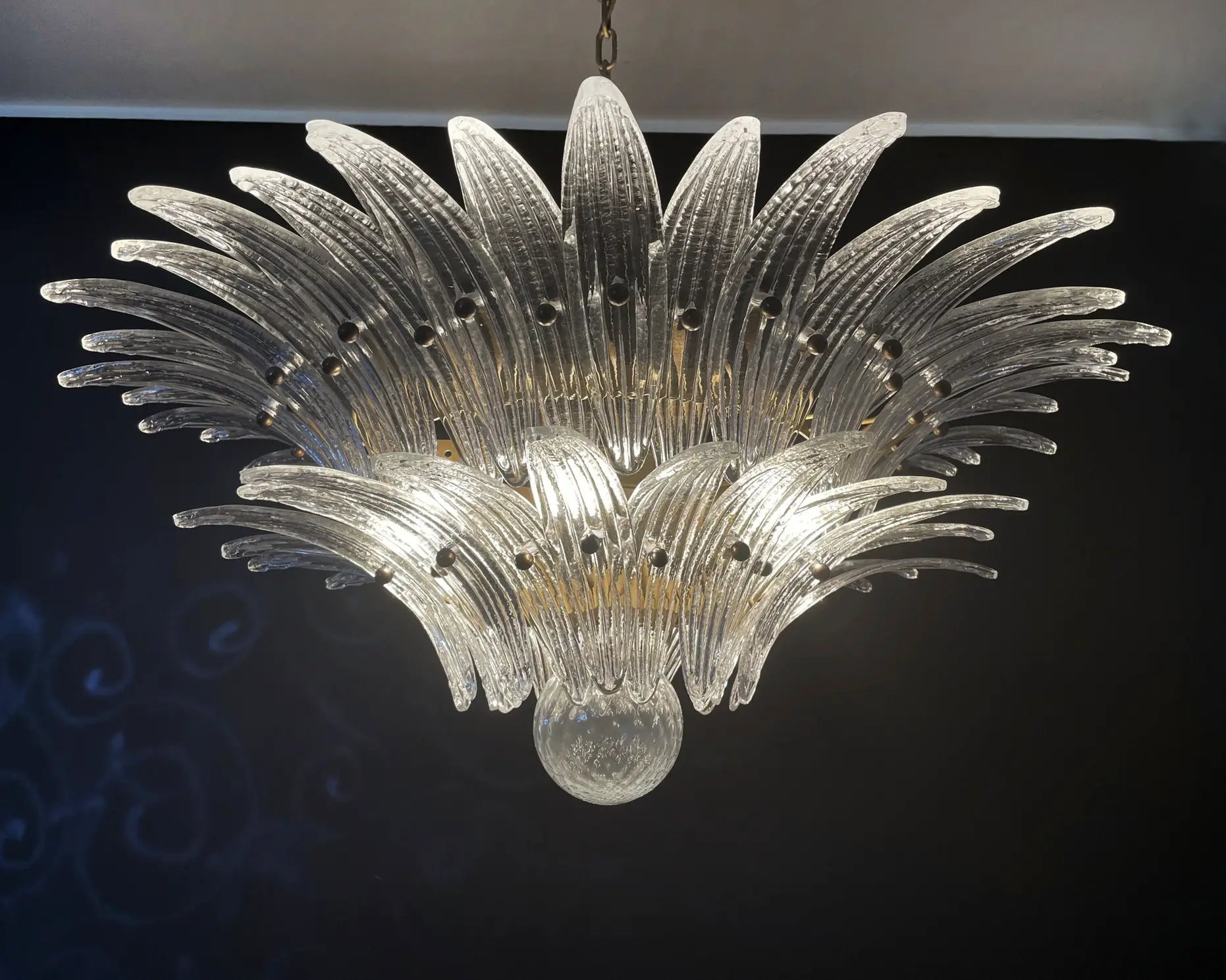 Murano Chandelier 58 Clear Palmette Glass