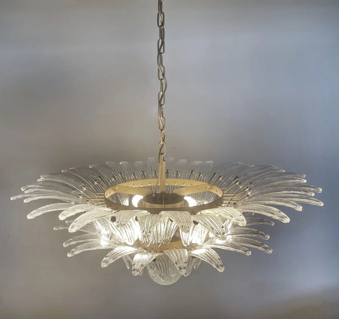 Murano Chandelier 58 Clear Palmette Glass