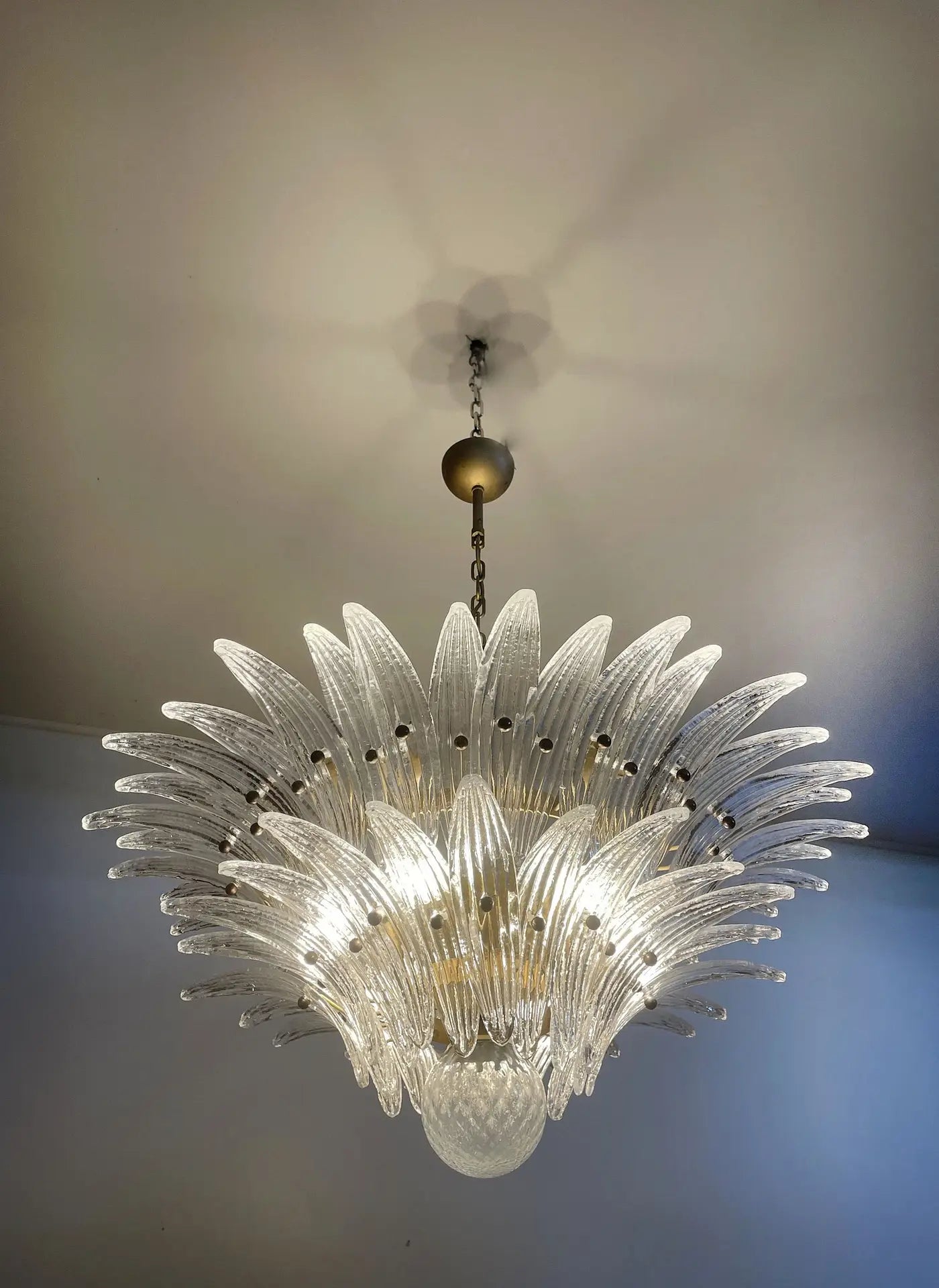 Murano Chandelier 58 Clear Palmette Glass
