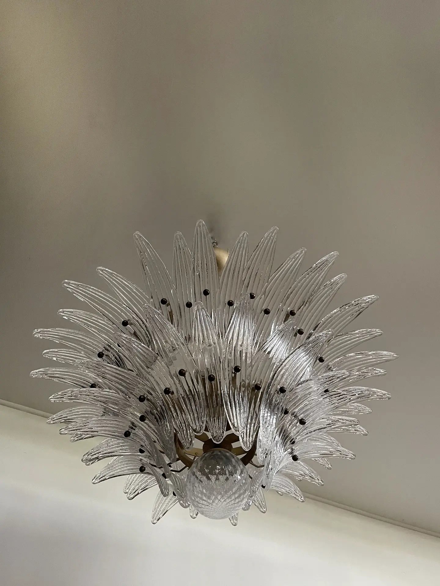 Murano Chandelier 58 Clear Palmette Glass