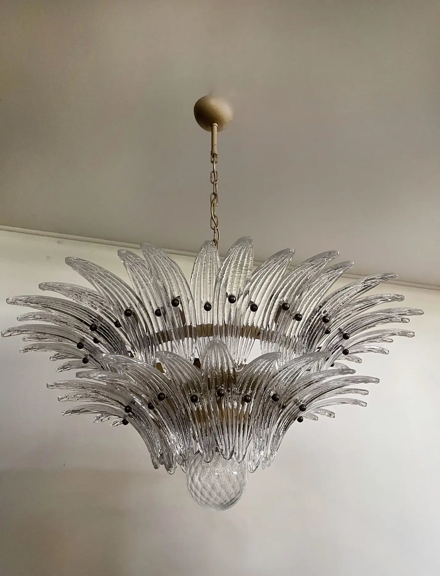 Murano Chandelier 58 Clear Palmette Glass