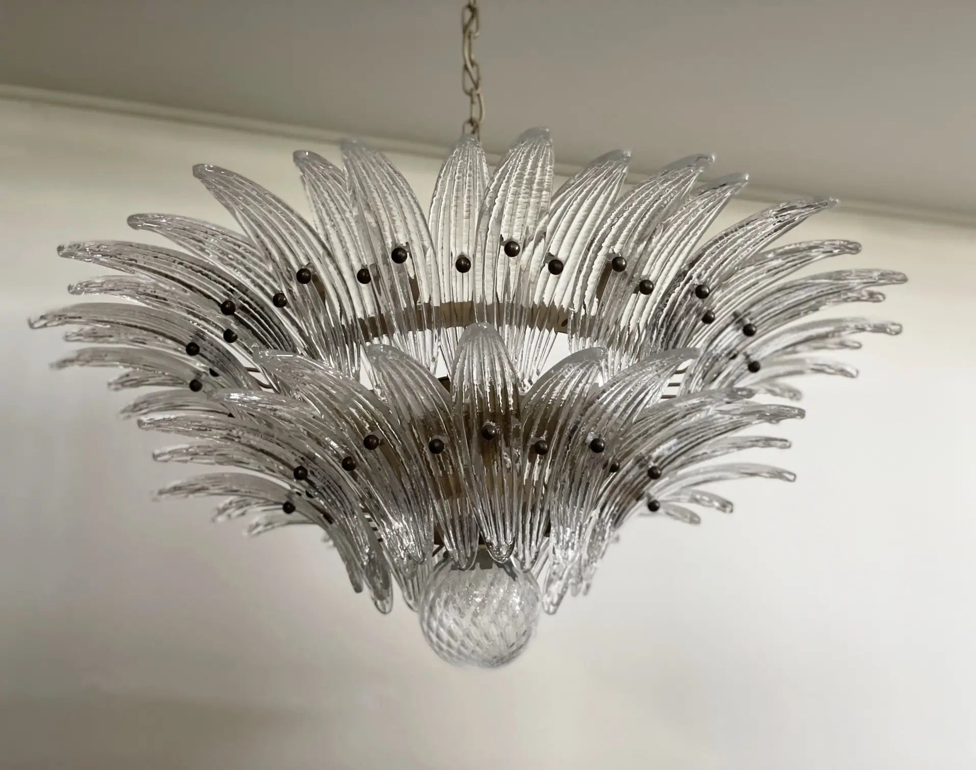 Murano Chandelier 58 Clear Palmette Glass