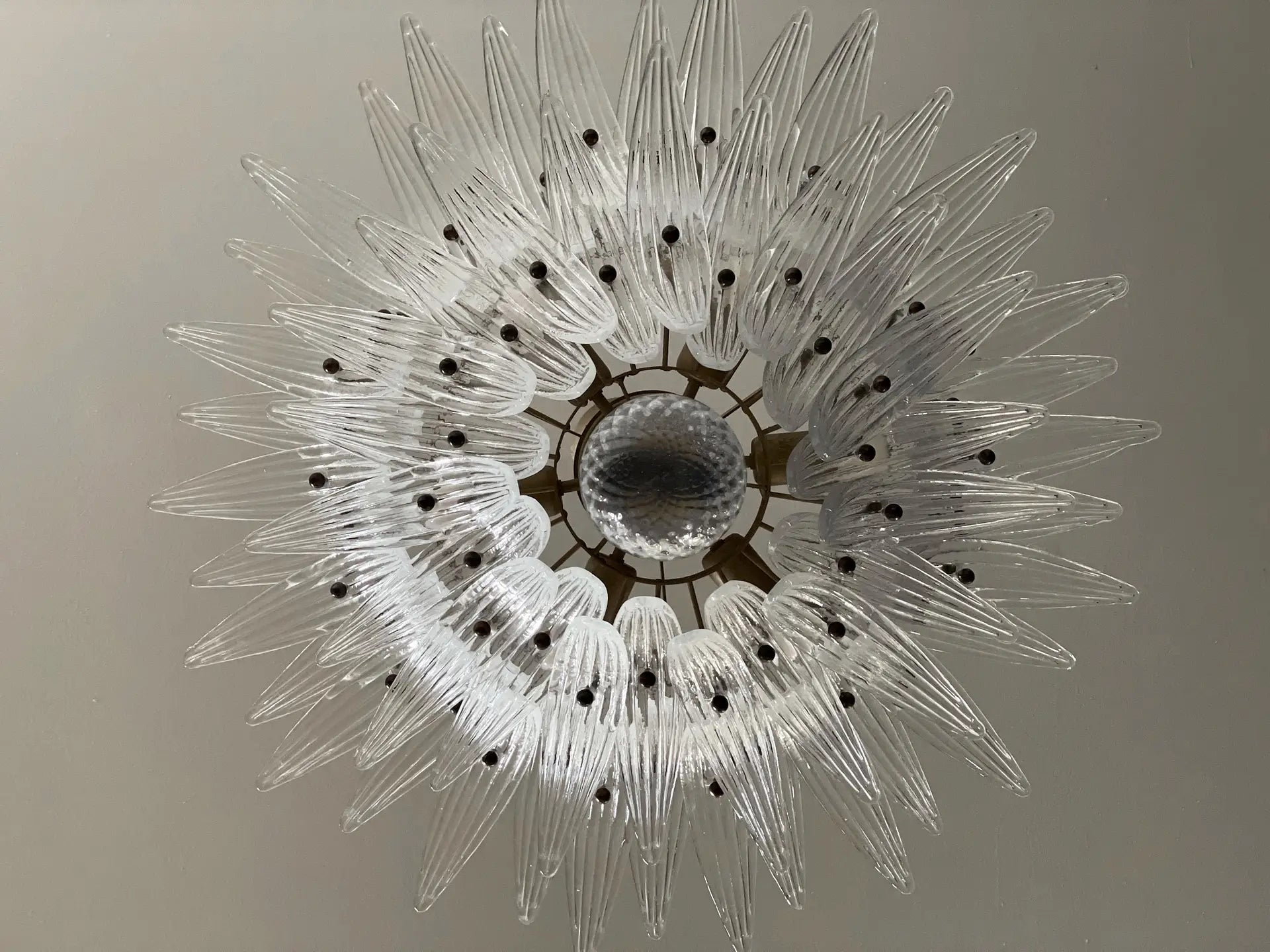 Murano Chandelier 58 Clear Palmette Glass