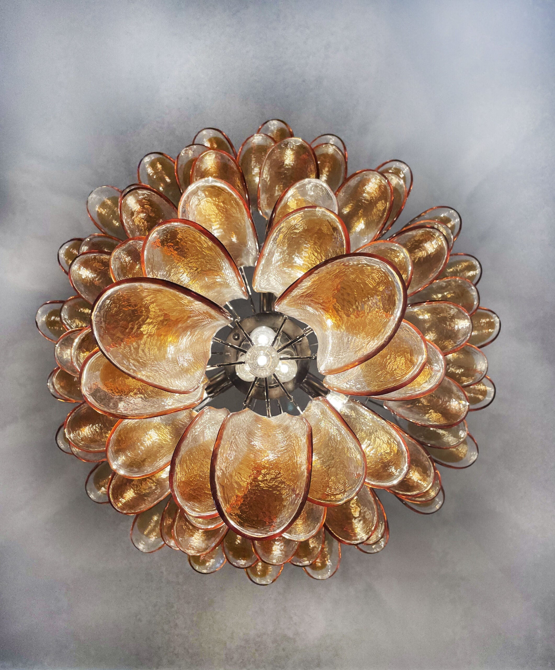 Murano Chandelier 75 Yellow Petal Glass