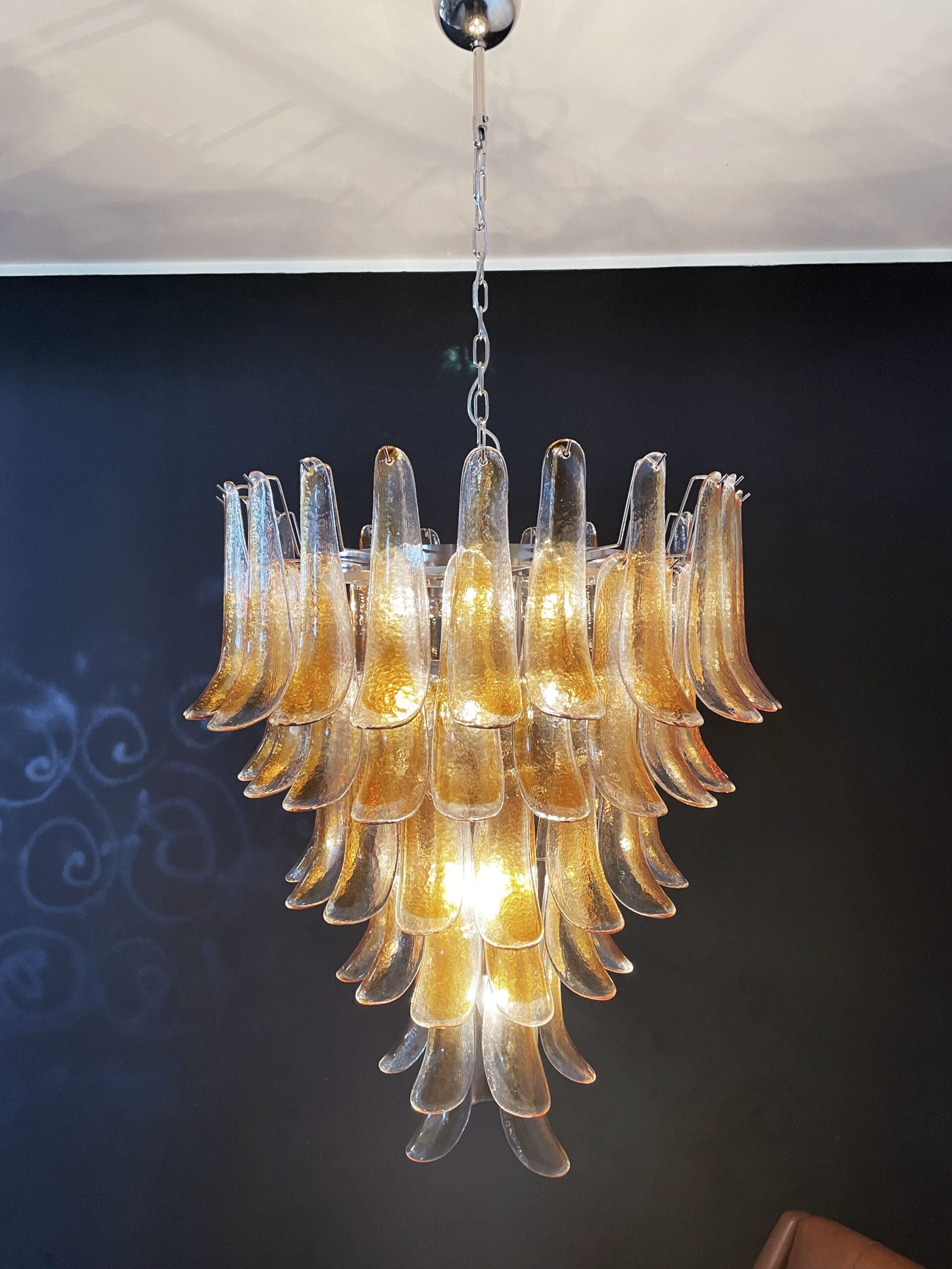 Murano Chandelier 75 Yellow Petal Glass