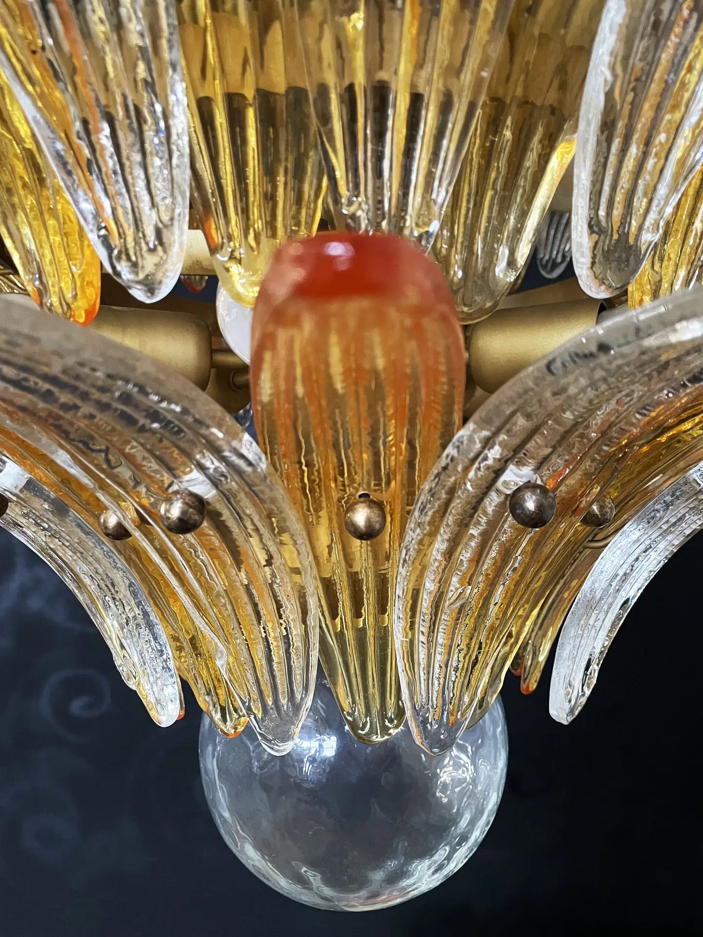 Murano Chandelier 104 Clear and Yellow Palmette Glass