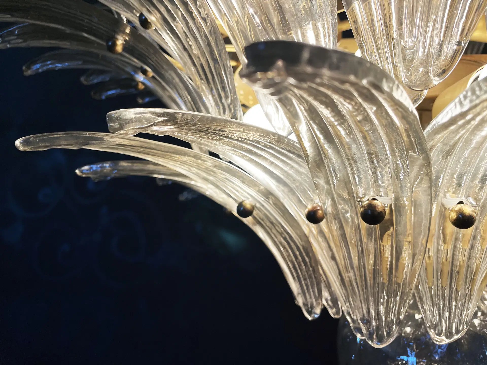 Murano Chandelier 104 Smoky Colored Palmette Glass
