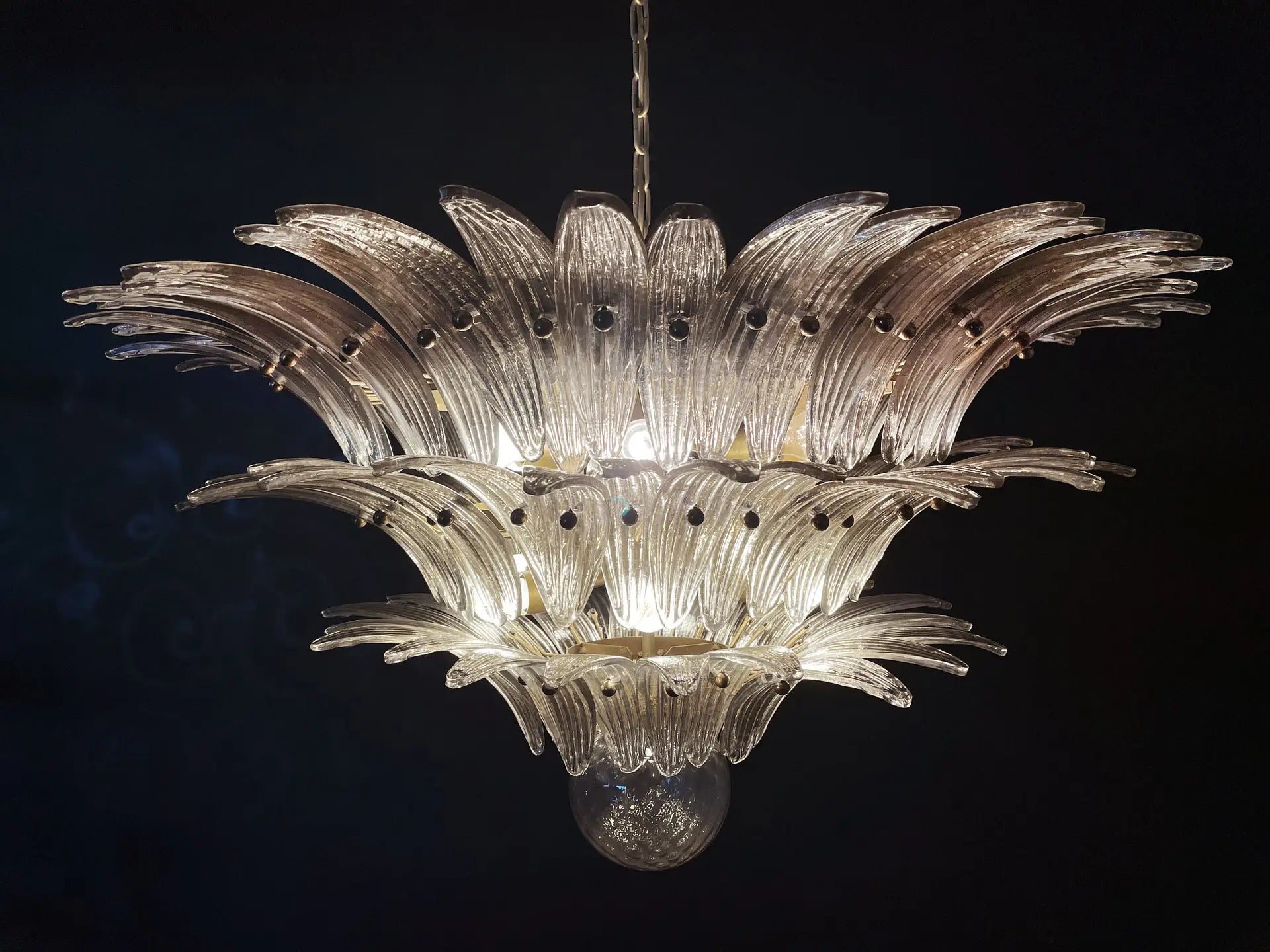 Murano Chandelier 104 Smoky Colored Palmette Glass