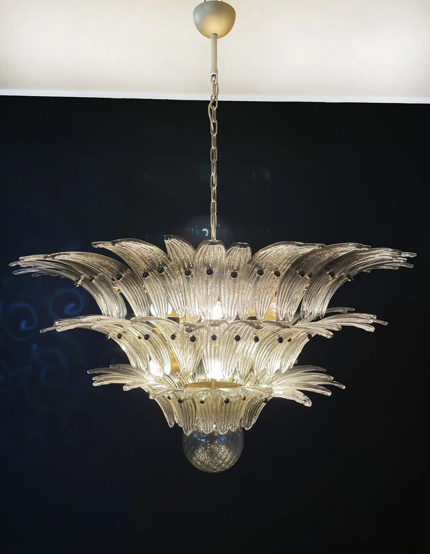 Murano Chandelier 104 Smoky Colored Palmette Glass