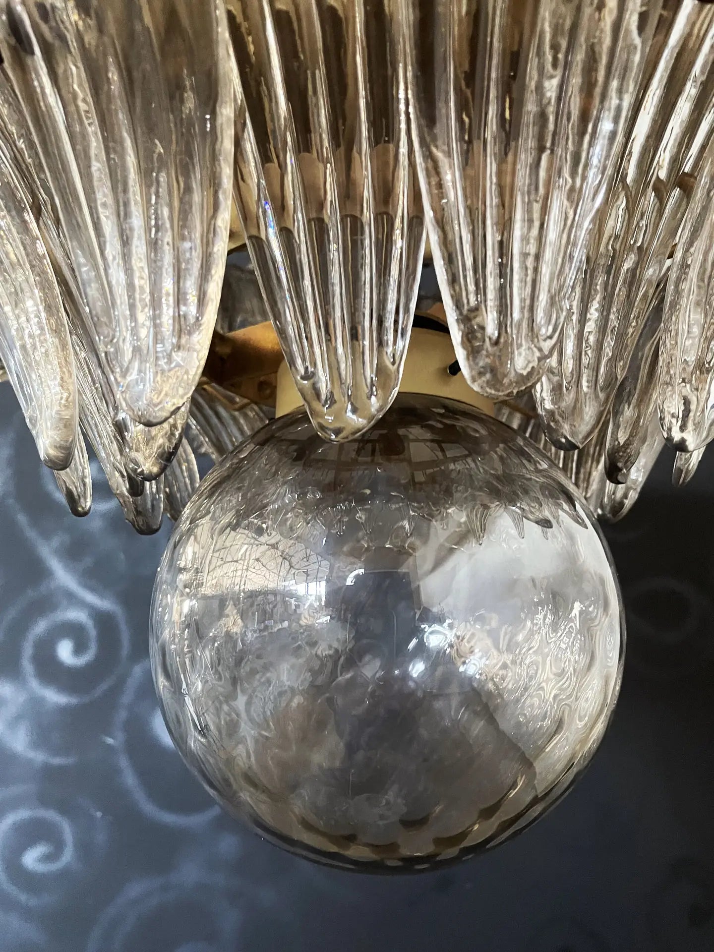 Murano Chandelier 104 Smoky Colored Palmette Glass