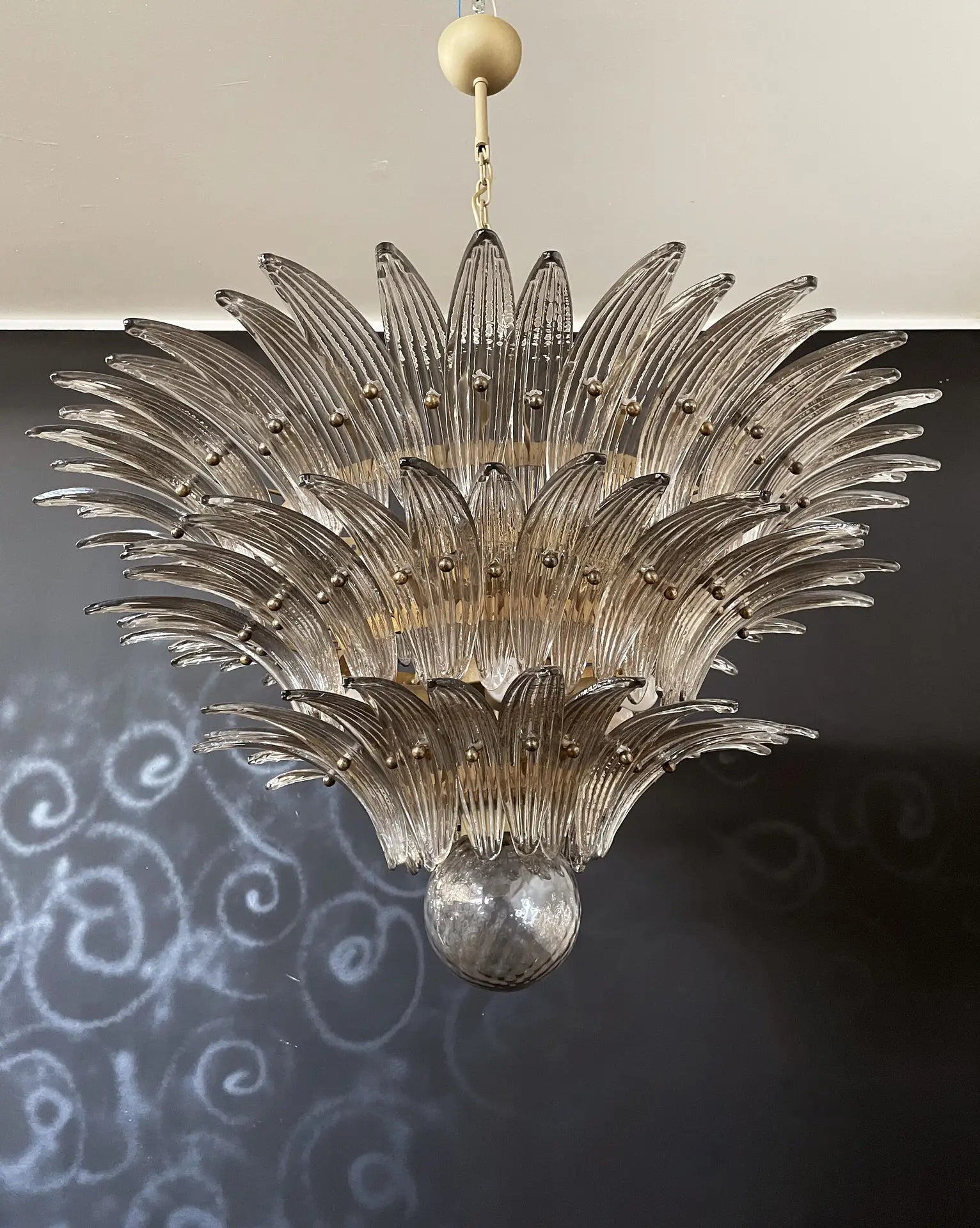 Murano Chandelier 104 Smoky Colored Palmette Glass