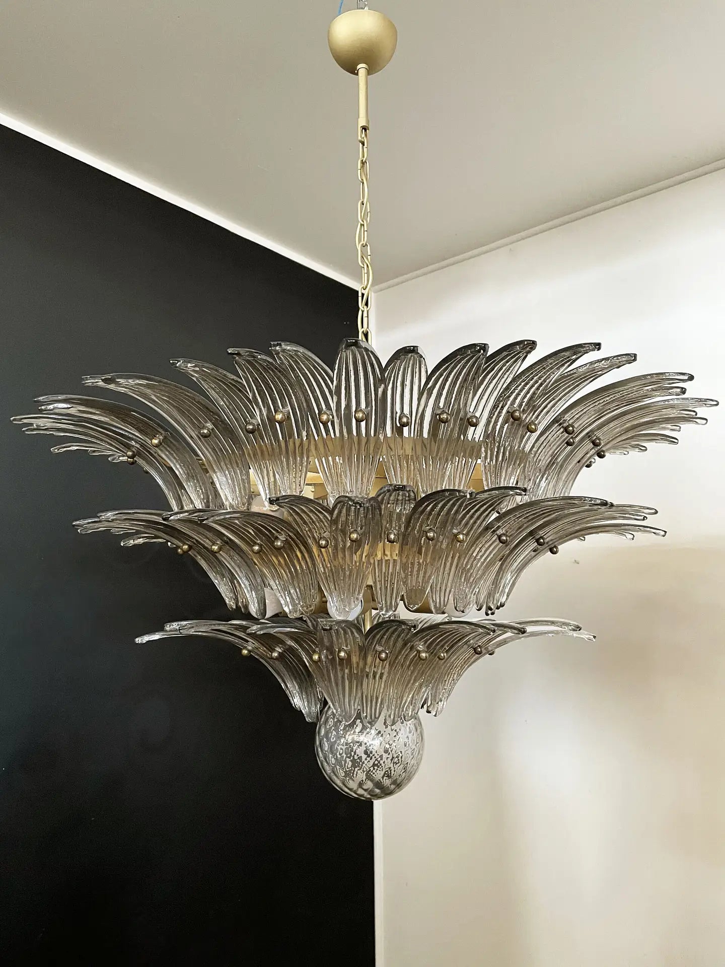 Murano Chandelier 104 Smoky Colored Palmette Glass