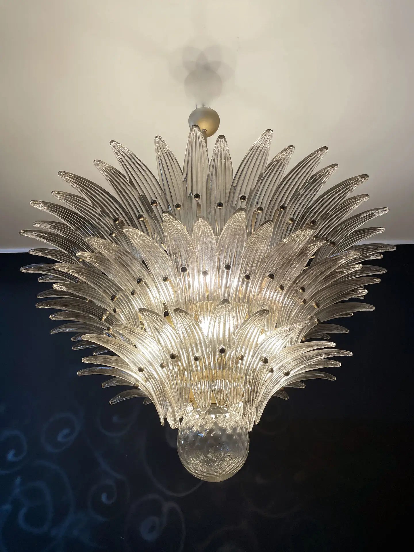 Murano Chandelier 104 Smoky Colored Palmette Glass