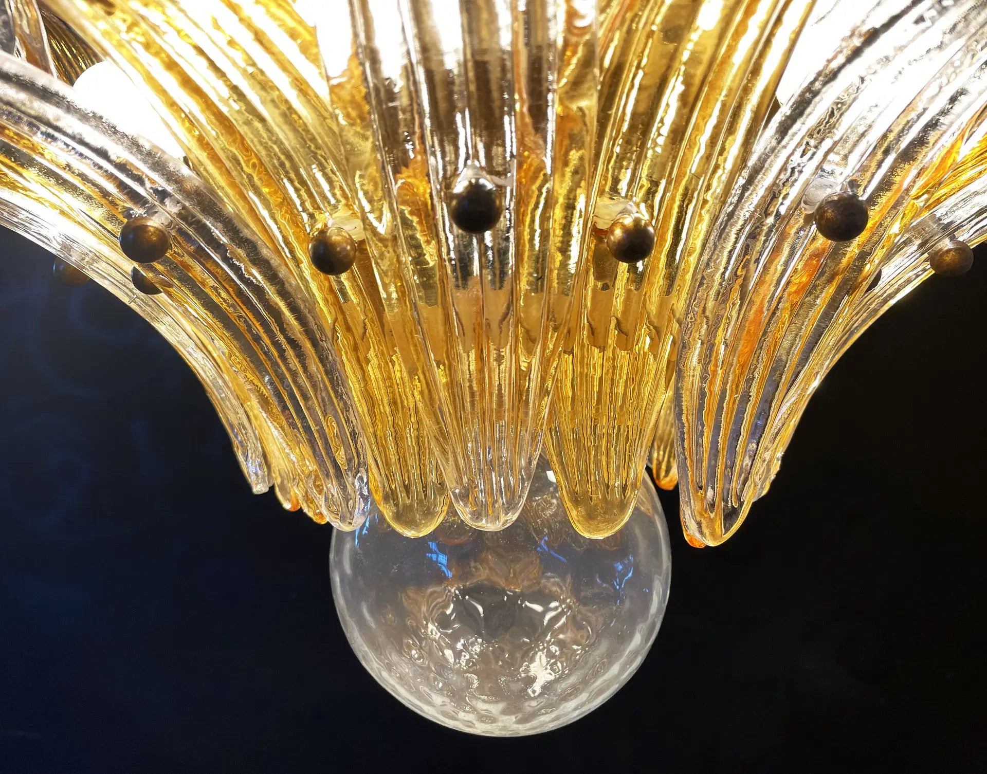 Murano Chandelier 163 Clear and Yellow Palmette Glass