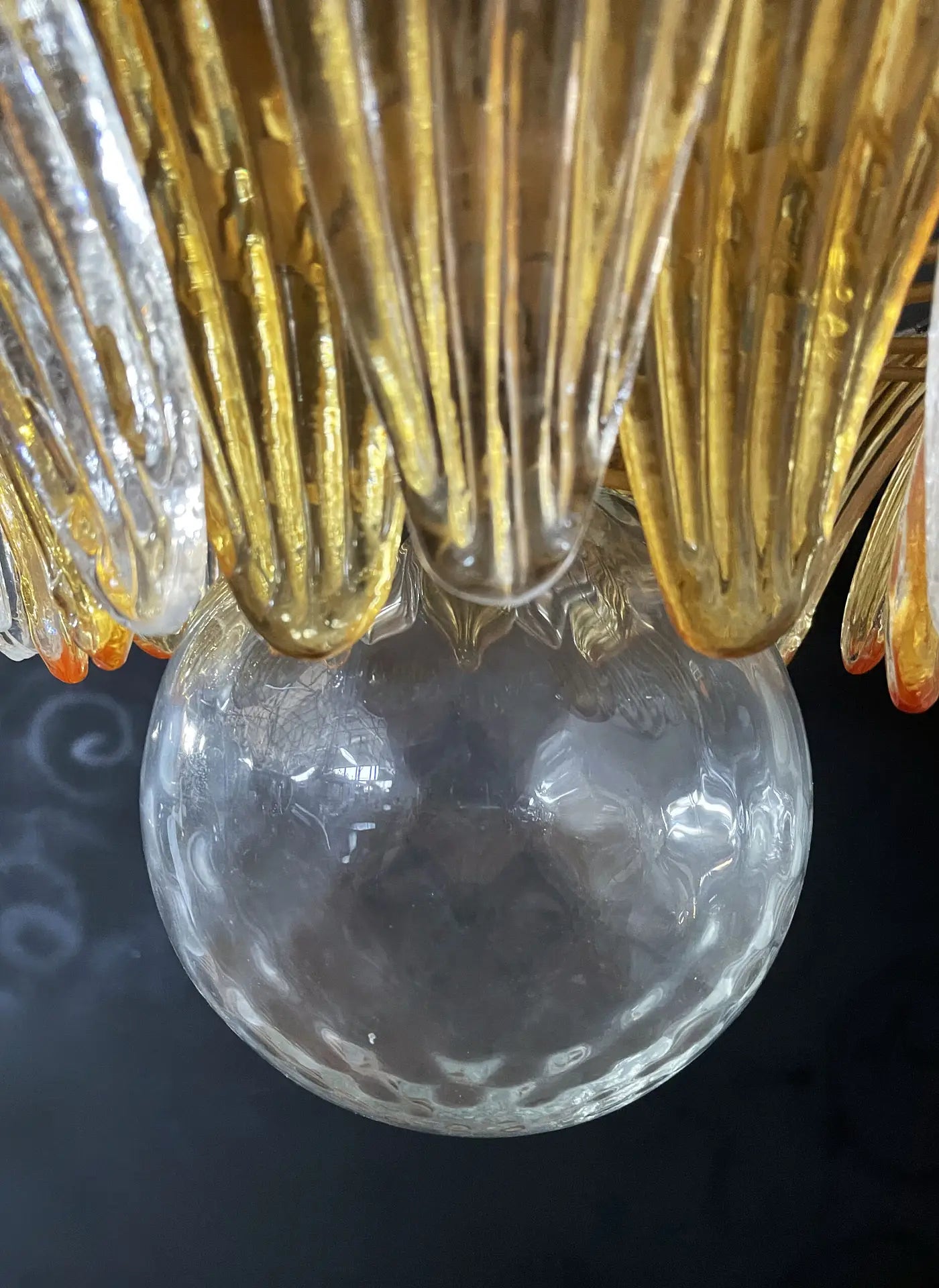 Murano Chandelier 163 Clear and Yellow Palmette Glass