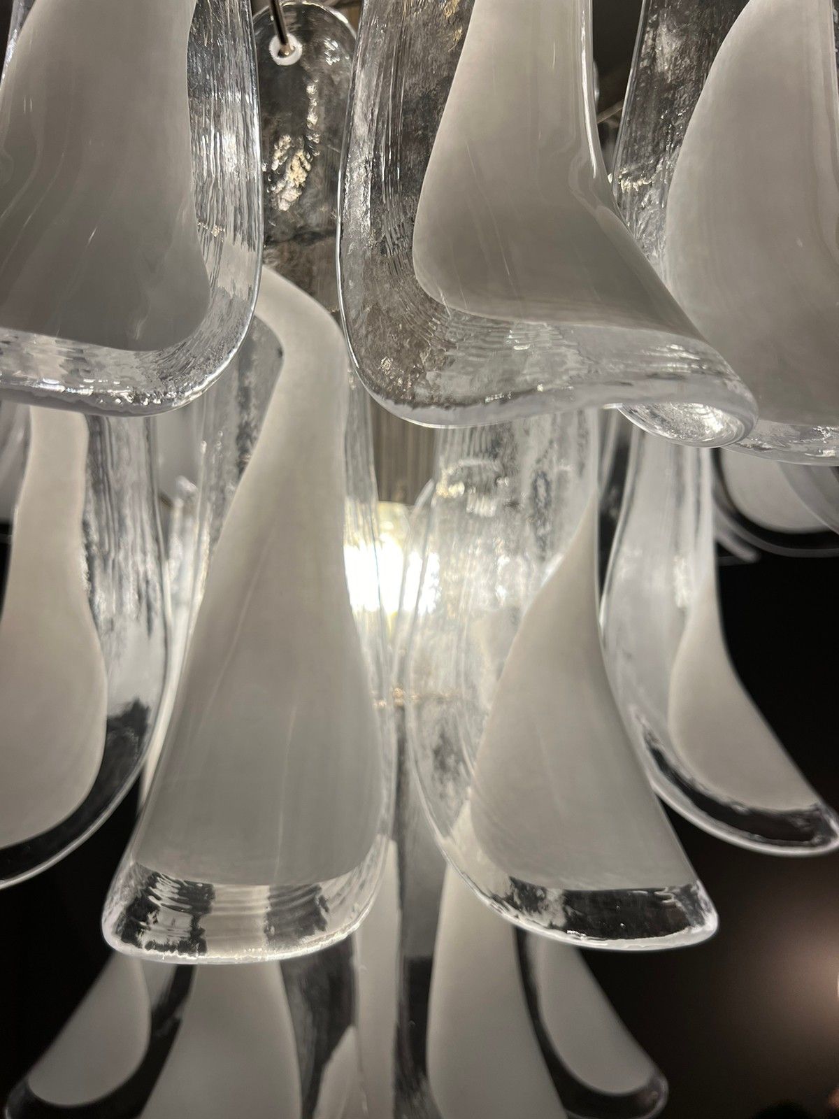 Murano Chandelier 52 White Petal Glass