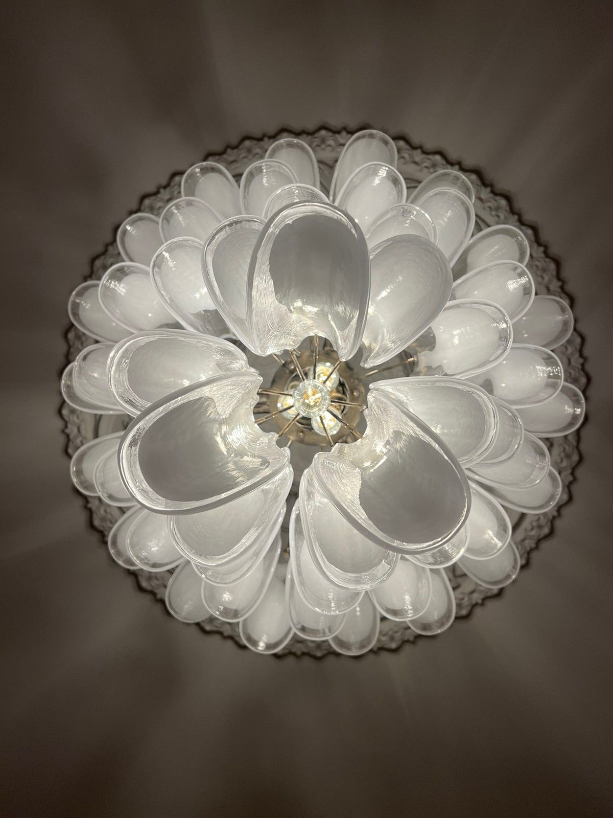 Murano Chandelier 52 White Petal Glass