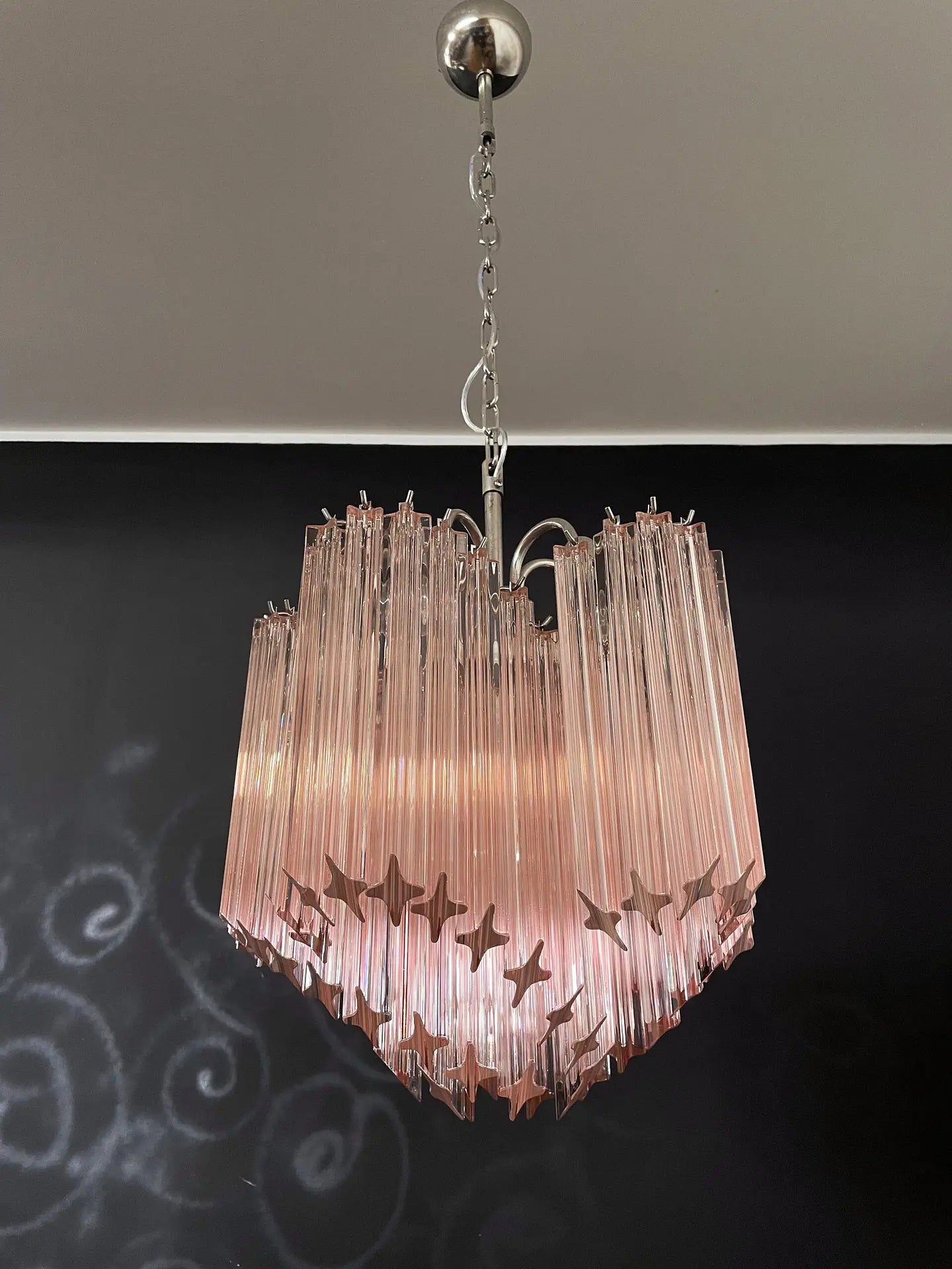Murano Chandelier 60 Pink Prism Glass