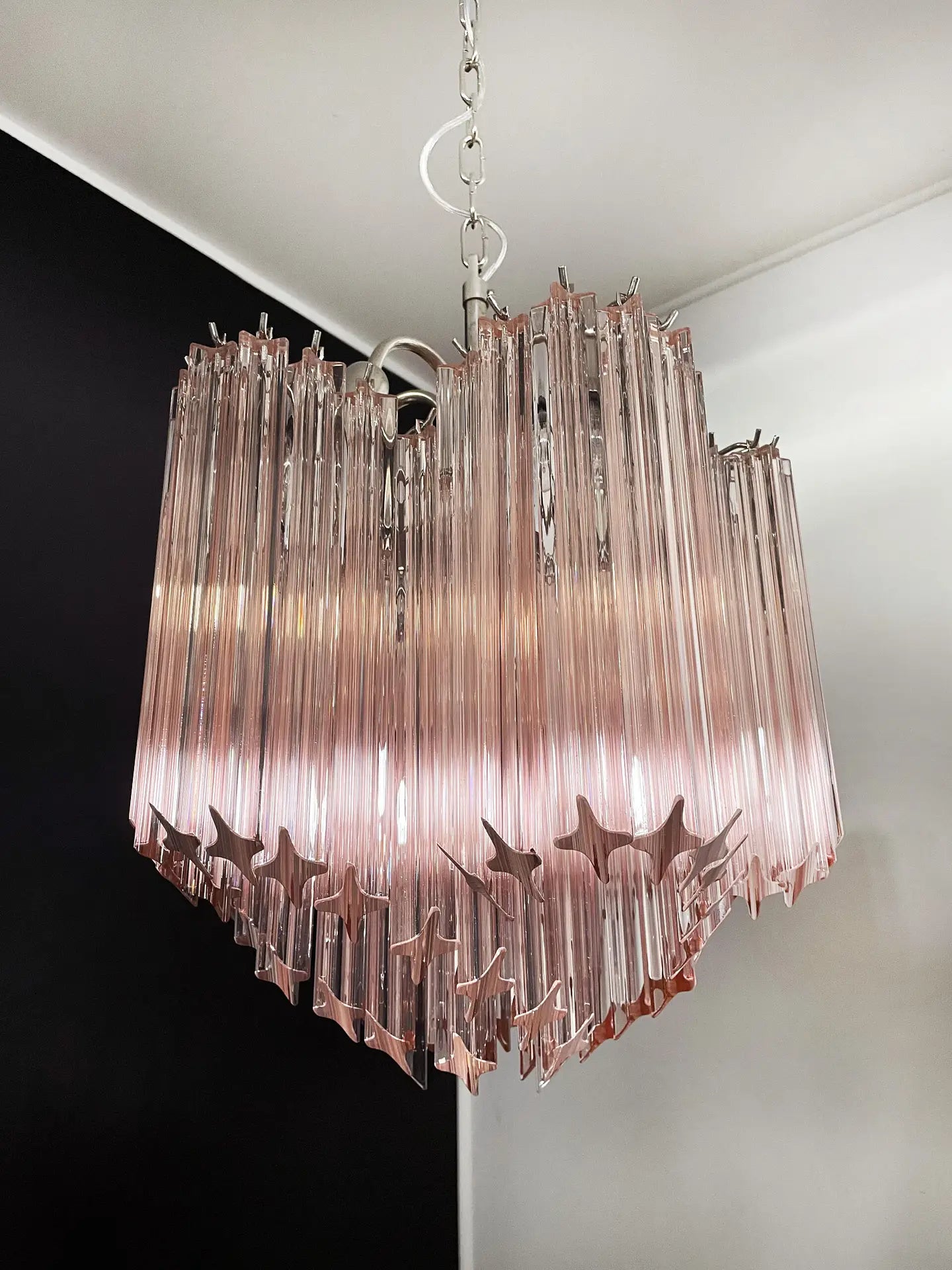 Murano Chandelier 60 Pink Prism Glass