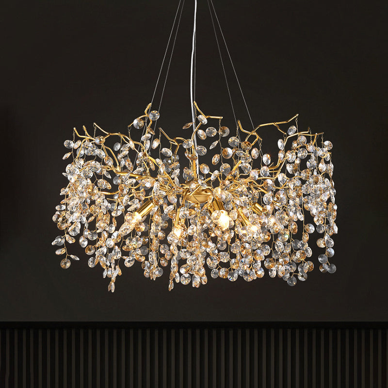 Modern Crystal Branch Chandelier for Foyer Entryway 31.5"D