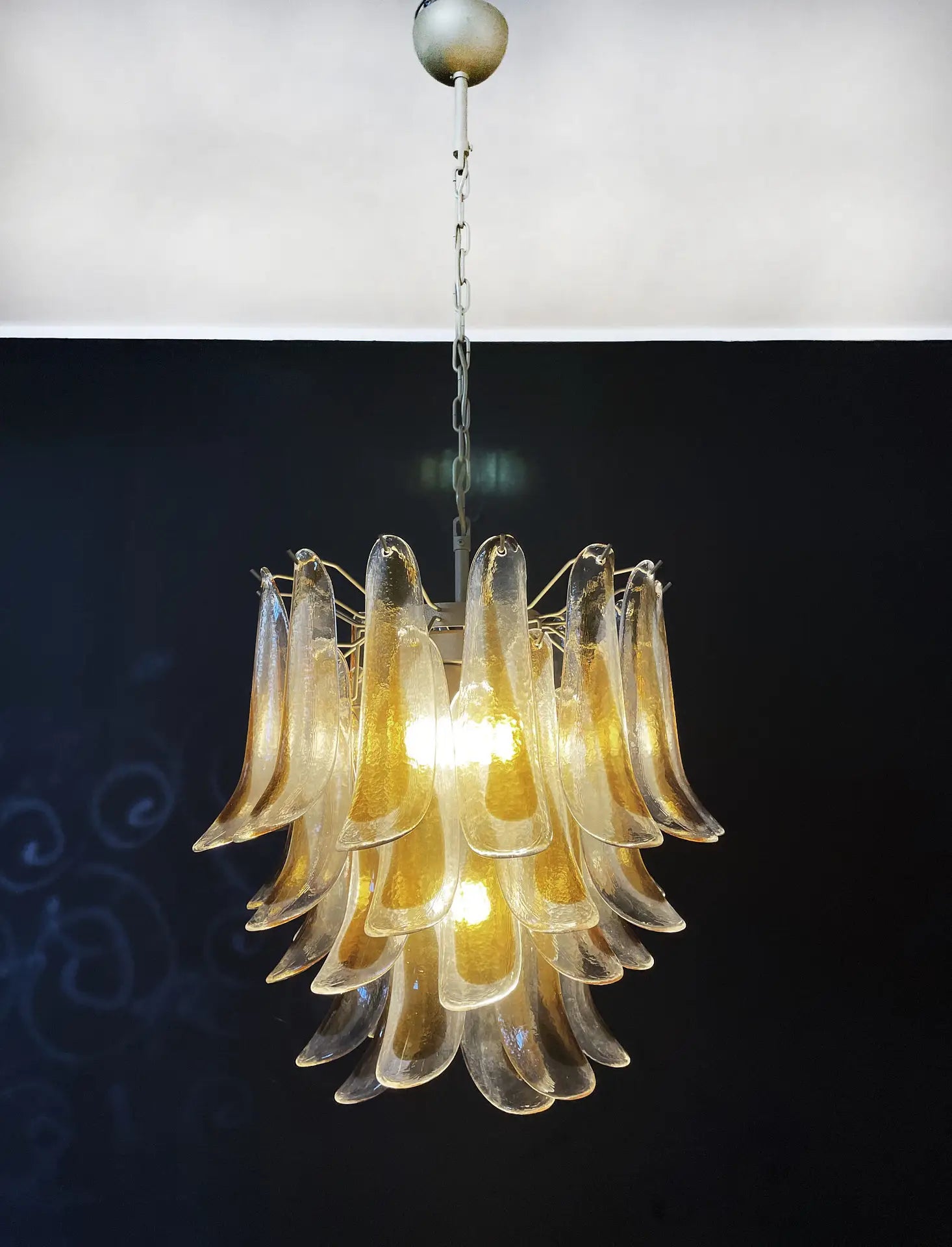 Murano Chandelier 41 Yellow Petal Glass