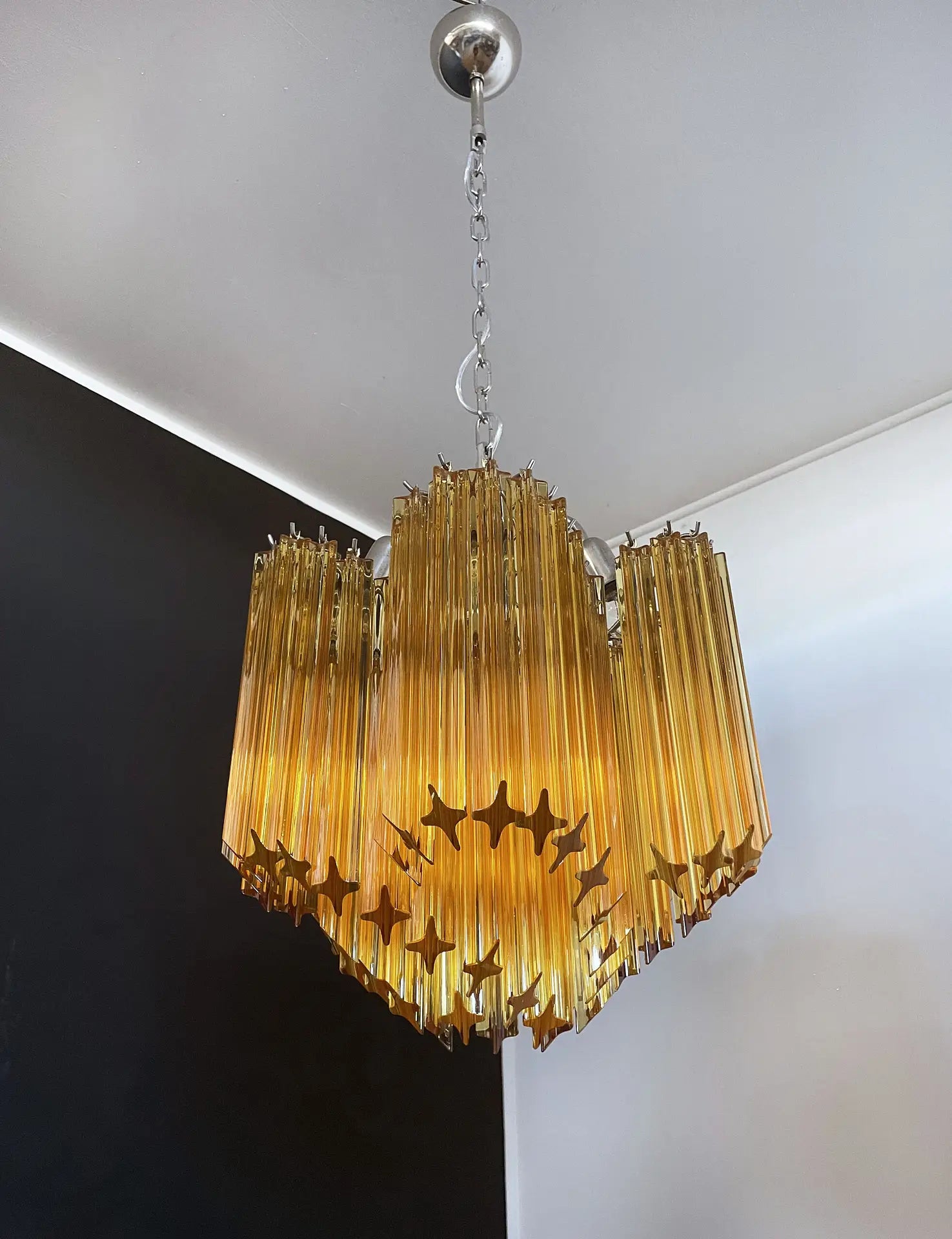 Murano Chandelier 60 Yellow Prism Glass