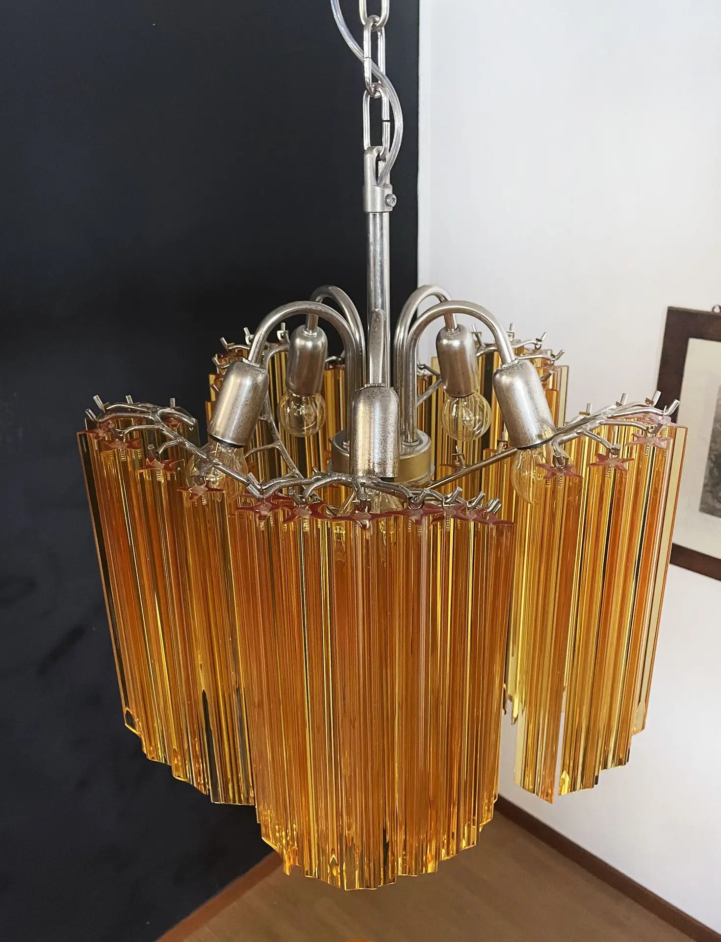 Murano Chandelier 60 Yellow Prism Glass