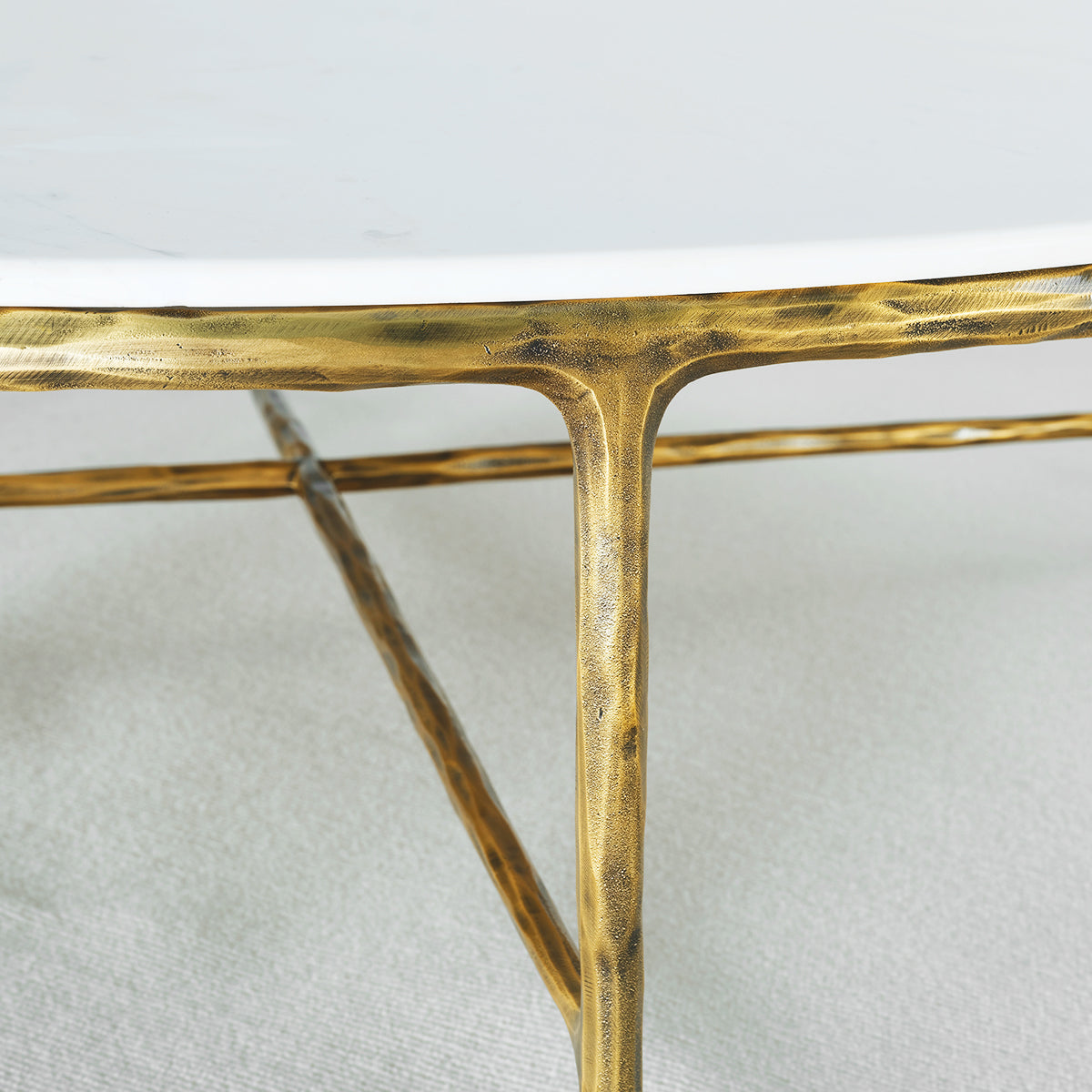 Hand-Forged Metal Marble Round Coffee Table 36" 55"