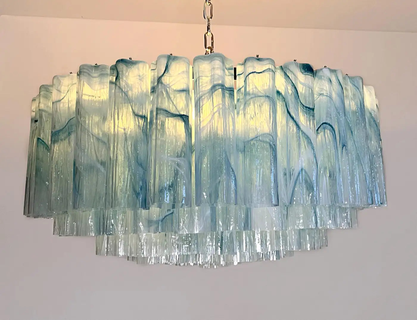 Large Murano glass Chandelier -101 blue alabaster glass tube