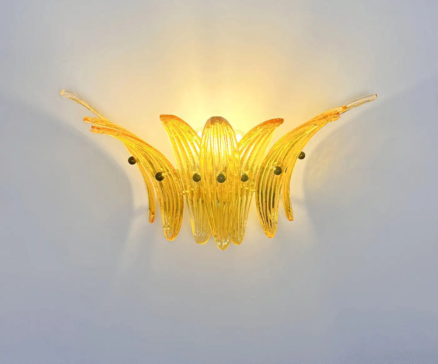 Vintage Palmette Wall Light, Amber Glasses