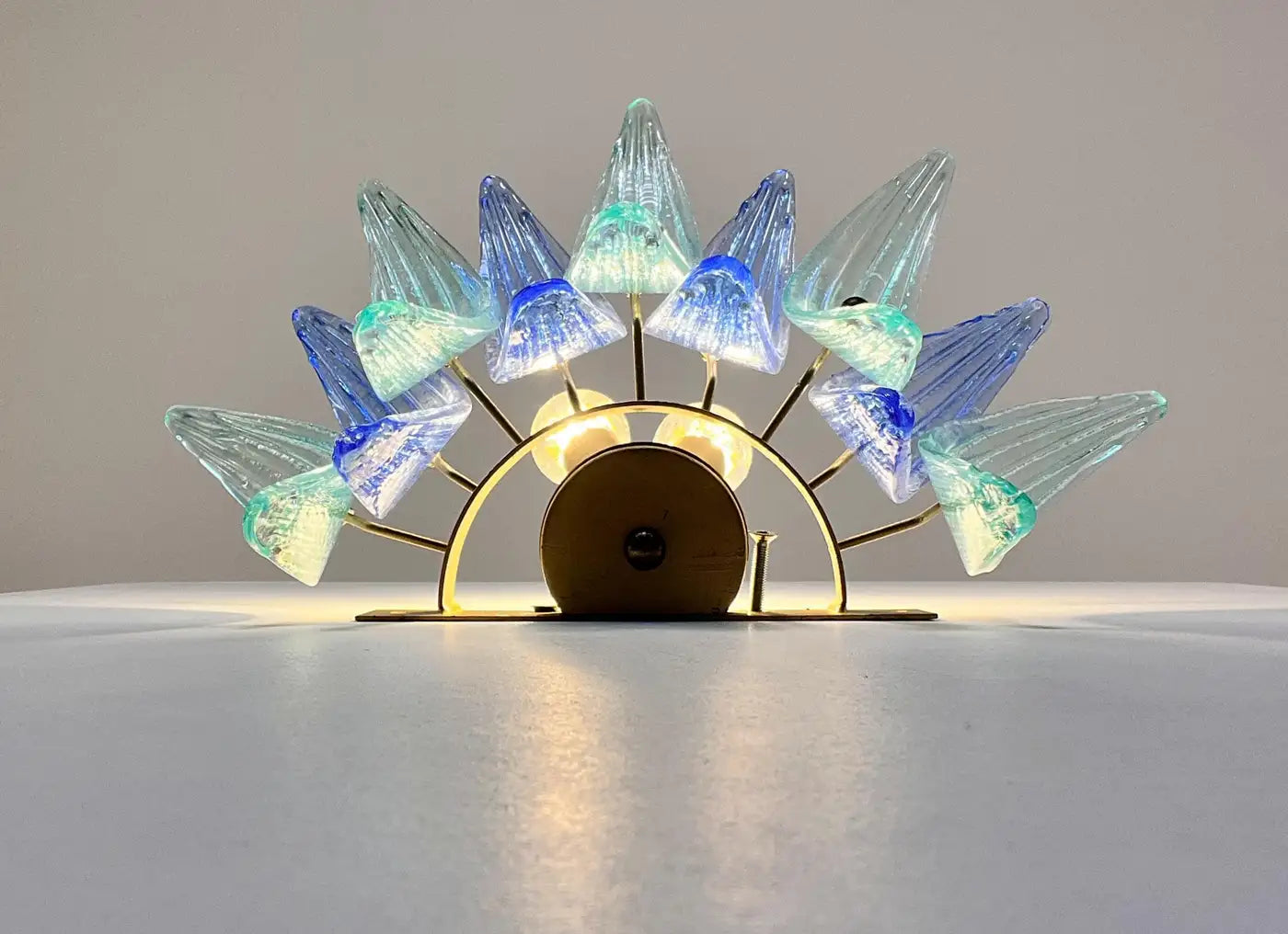 Vintage Palmette Wall Light - blue and turquoise glasses
