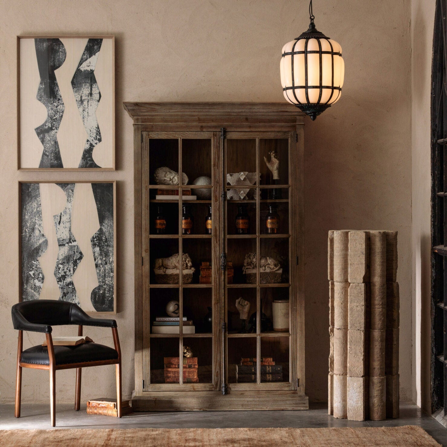 Battersea Opaline and Brass Hanging Lantern