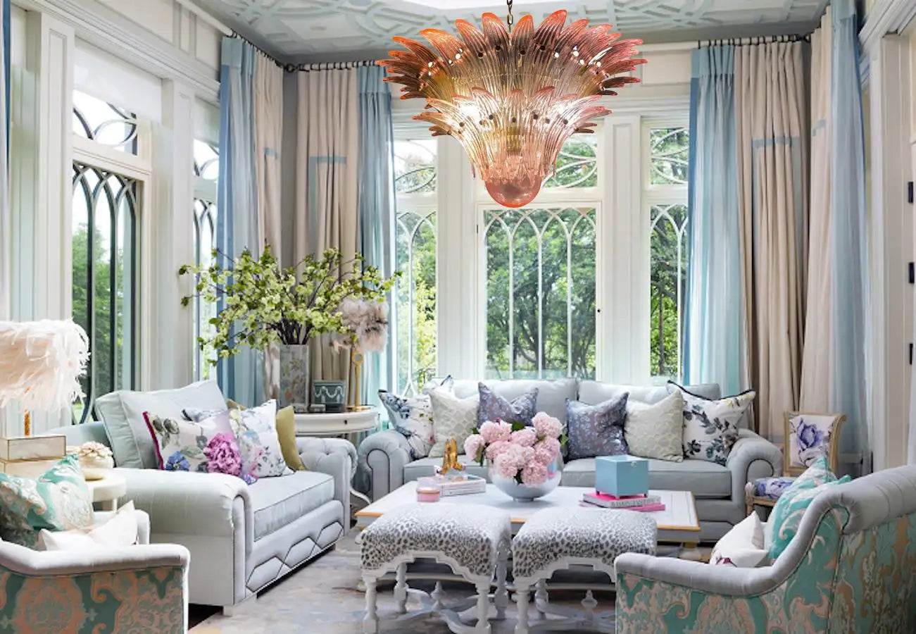 Fantastic Pink Murano Palmette Chandelier