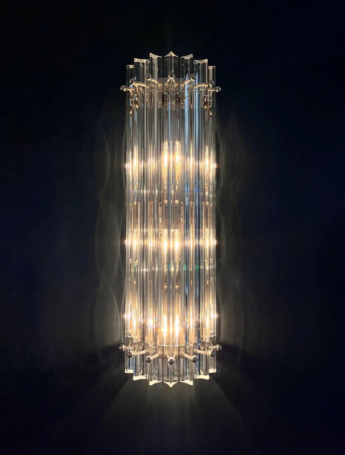 Pair of vintage Murano wall sconce – clear triedri - Column model