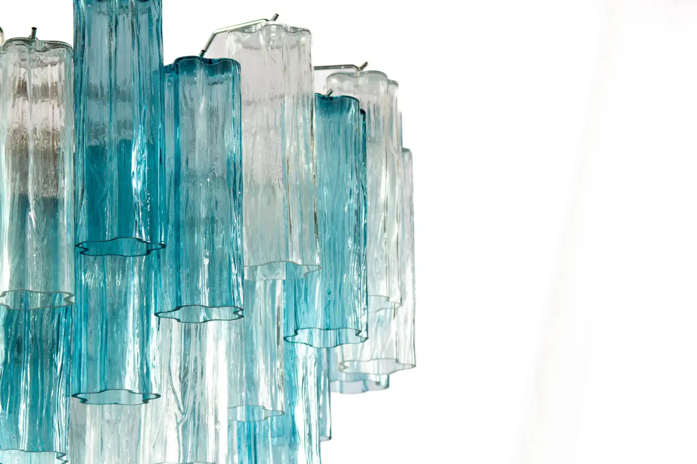 Midcentury Blue and Clear Murano Glass Tronchi Chandelier
