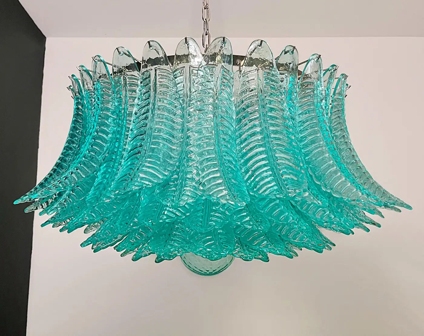 Large Murano glass Chandelier -100 turquoise Felci glasses