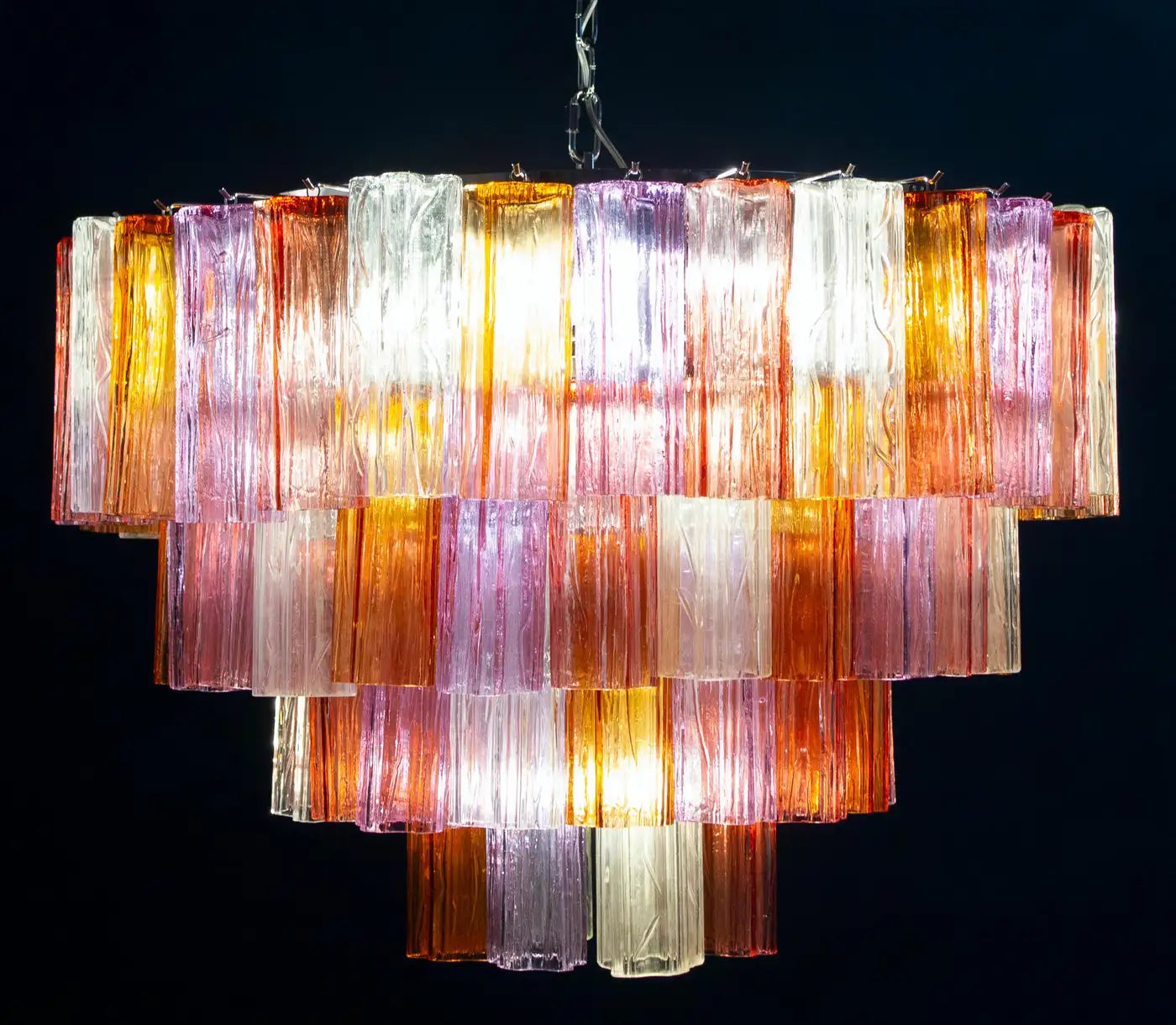 Mid-Century Multicolored Murano Glass Tronchi Chandelier