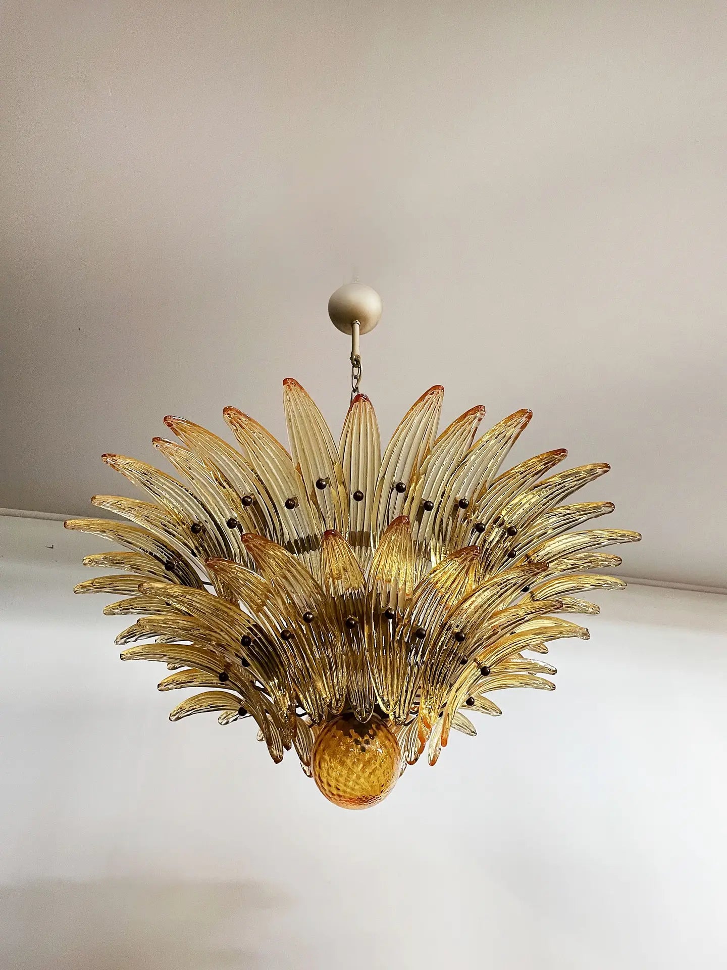 Murano Chandelier 58 Yellow Palmette Glass