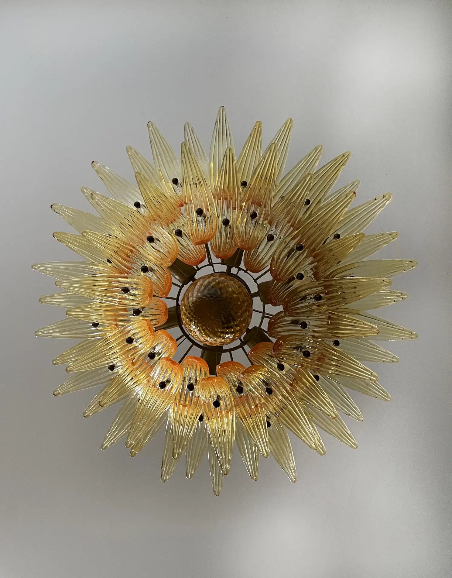 Murano Chandelier 58 Yellow Palmette Glass