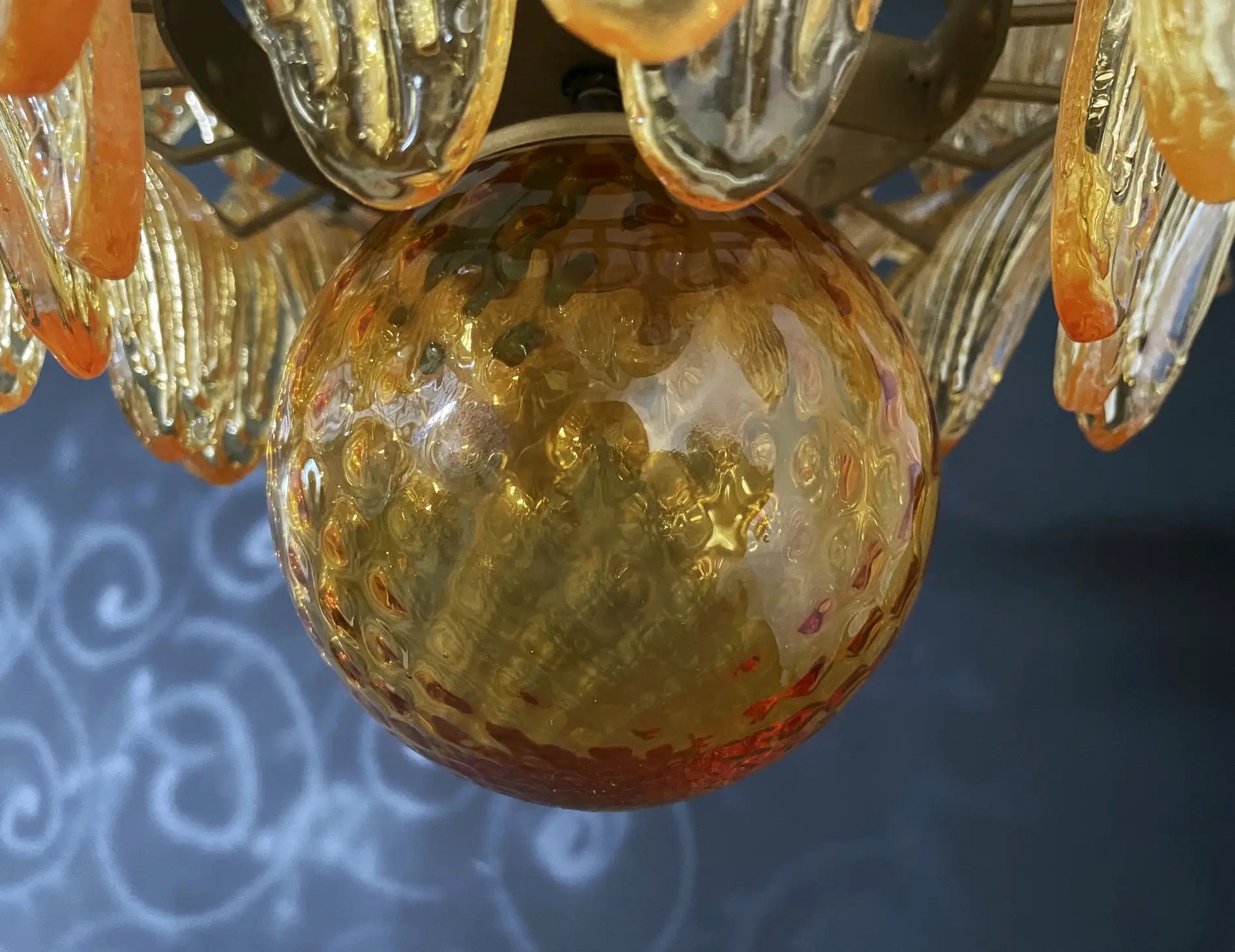Murano Chandelier 58 Yellow Palmette Glass