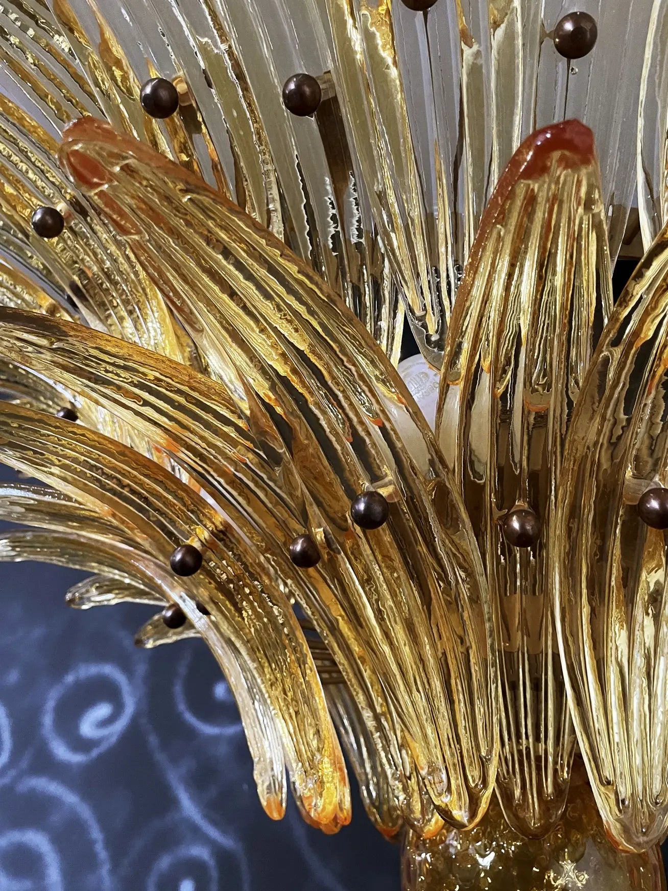 Murano Chandelier 58 Yellow Palmette Glass