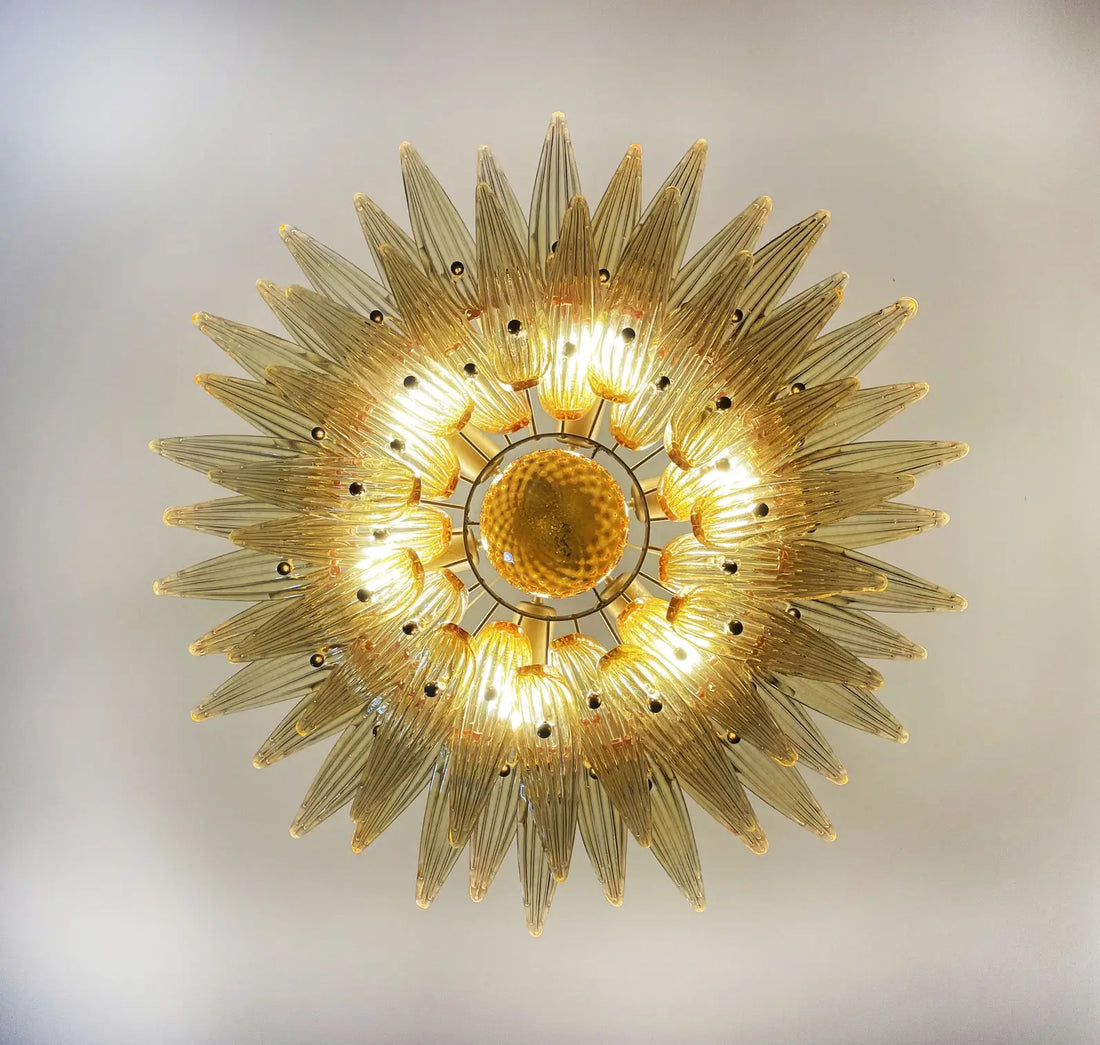Murano Chandelier 58 Yellow Palmette Glass