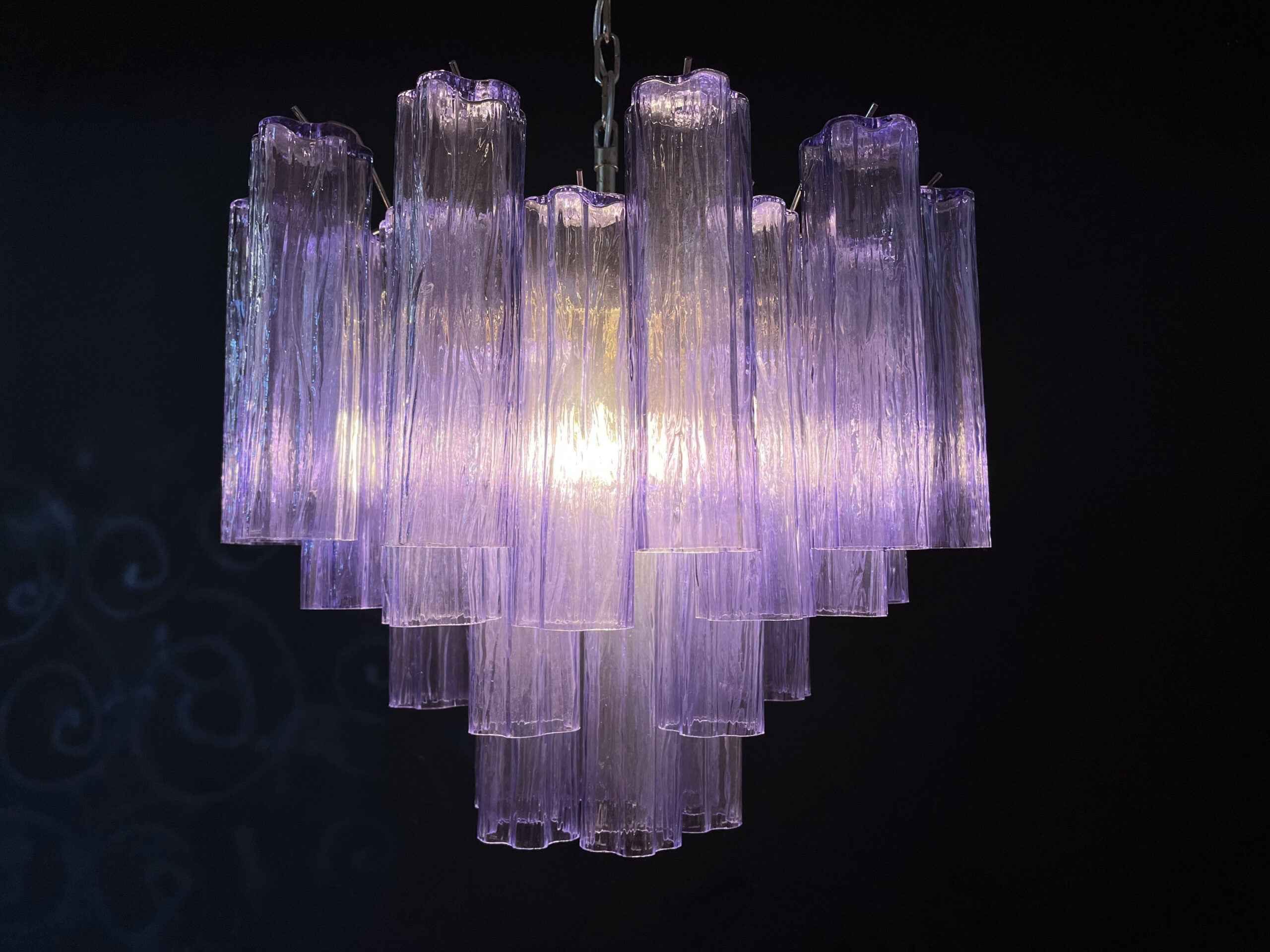 Murano Chandelier 36 Purple Glass Tubes