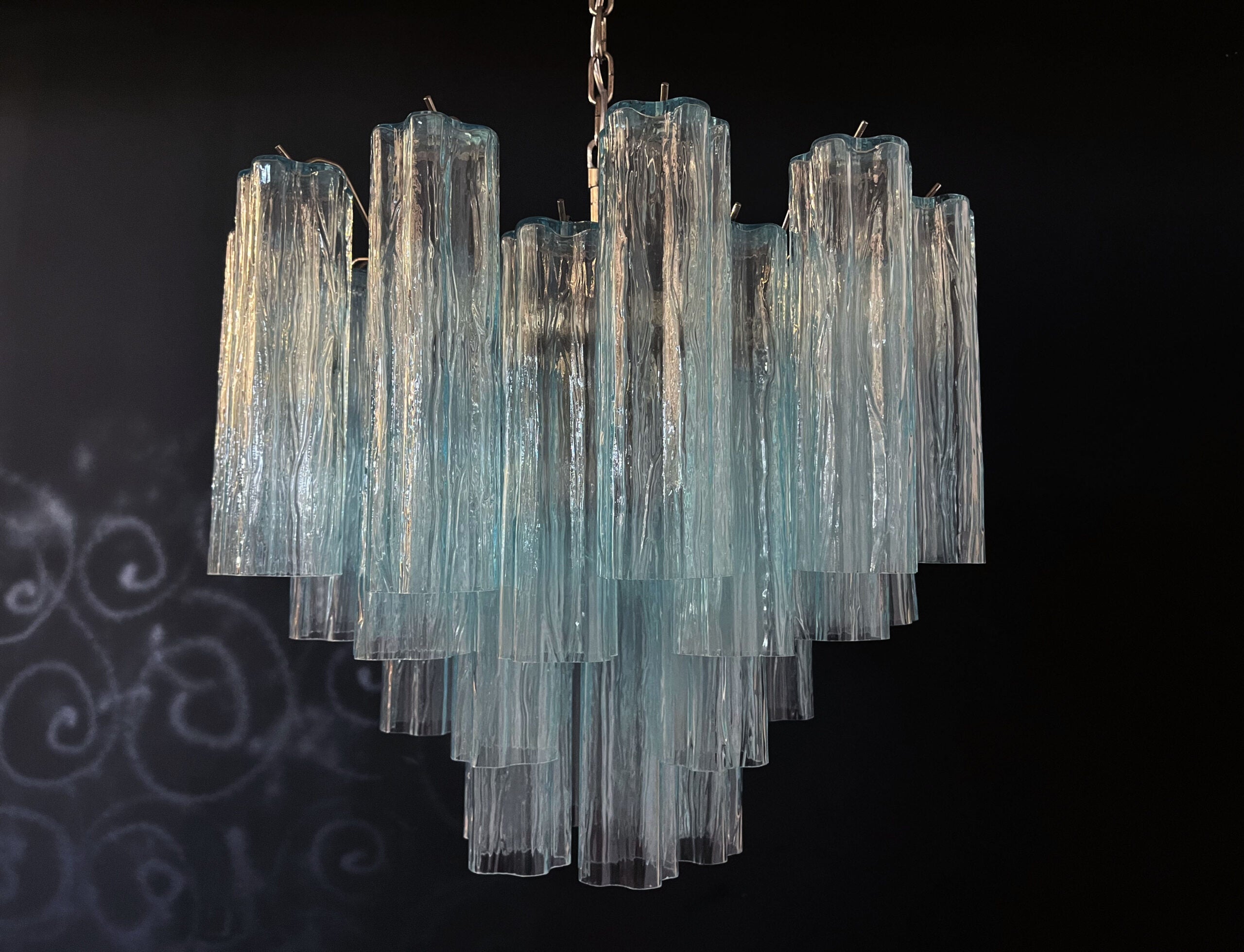 Murano Chandelier 36 Blue Glass Tubes