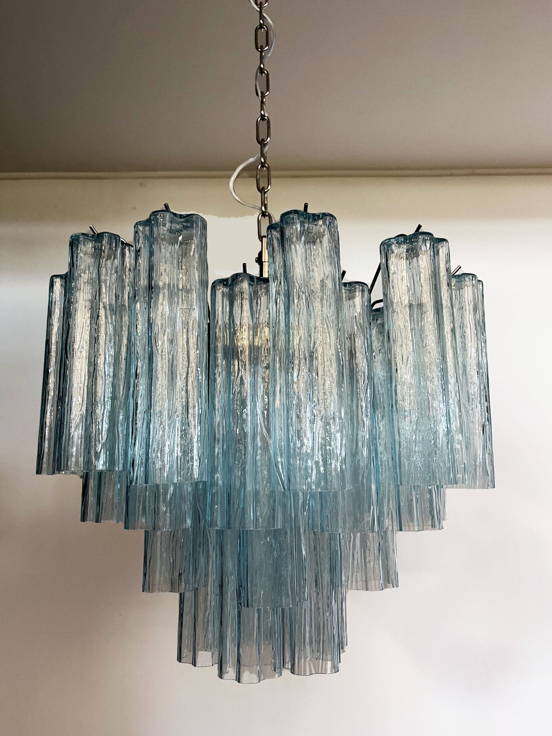 Murano Chandelier 36 Blue Glass Tubes