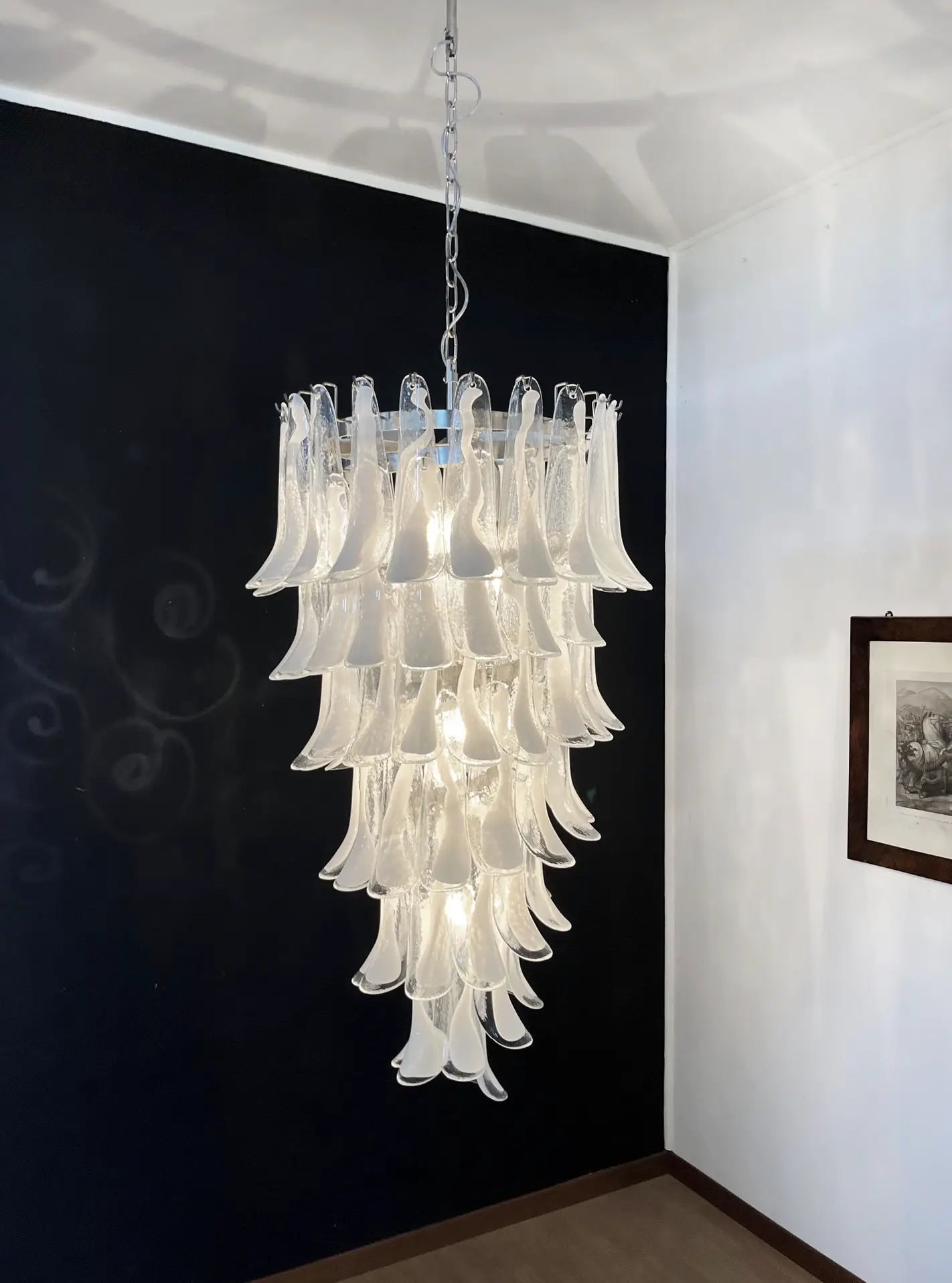 Murano Chandelier 83 White Petal Glass