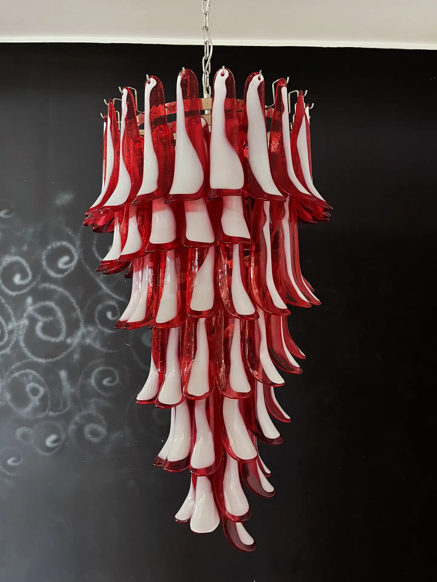 Murano Chandelier 83 Red Petal Glass