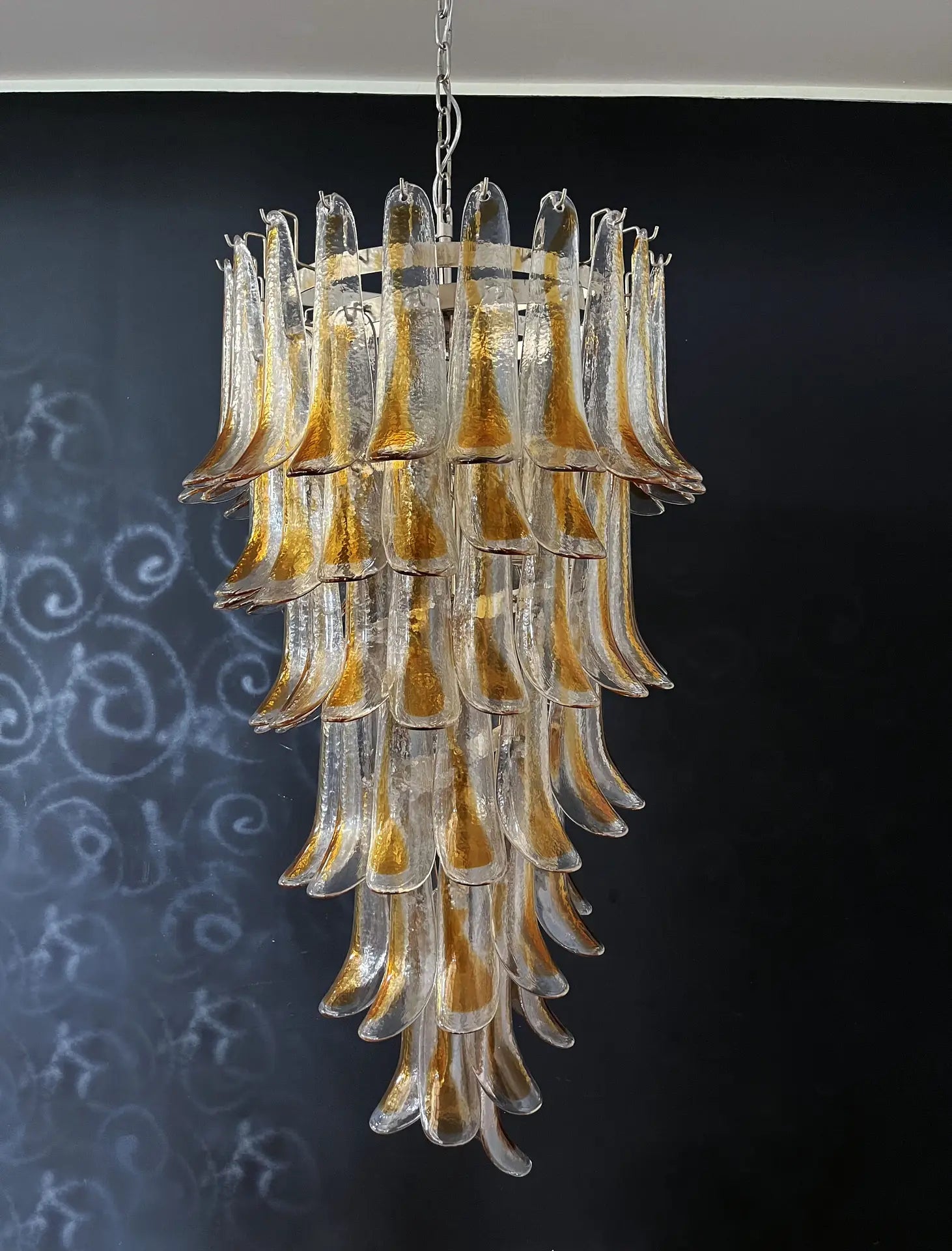 Murano Chandelier 83 Clear and Yellow Petal Glass