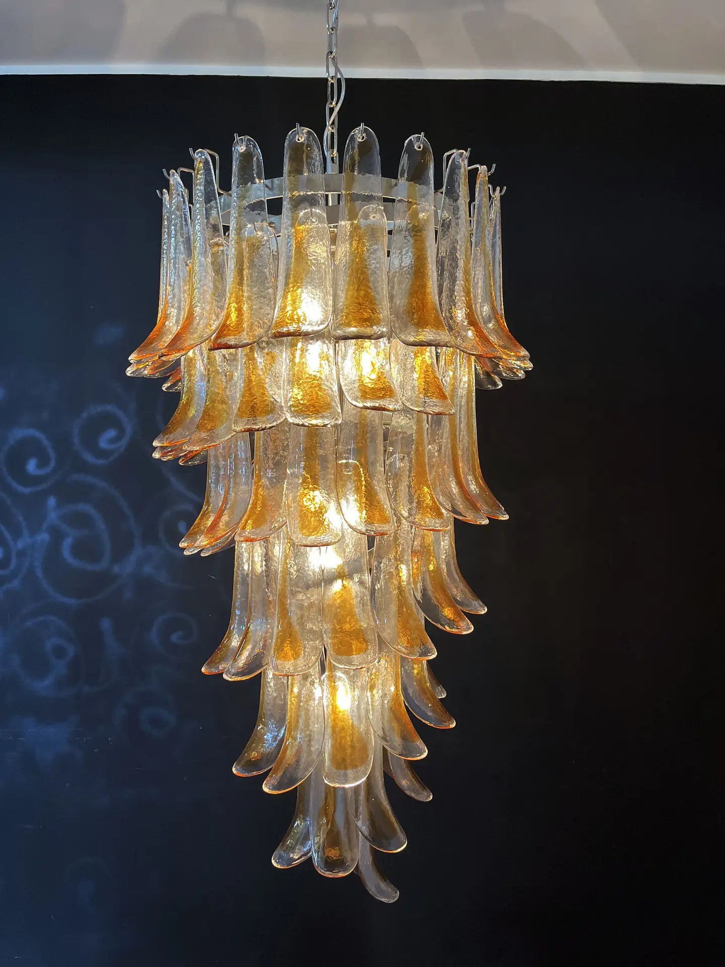 Murano Chandelier 83 Clear and Yellow Petal Glass