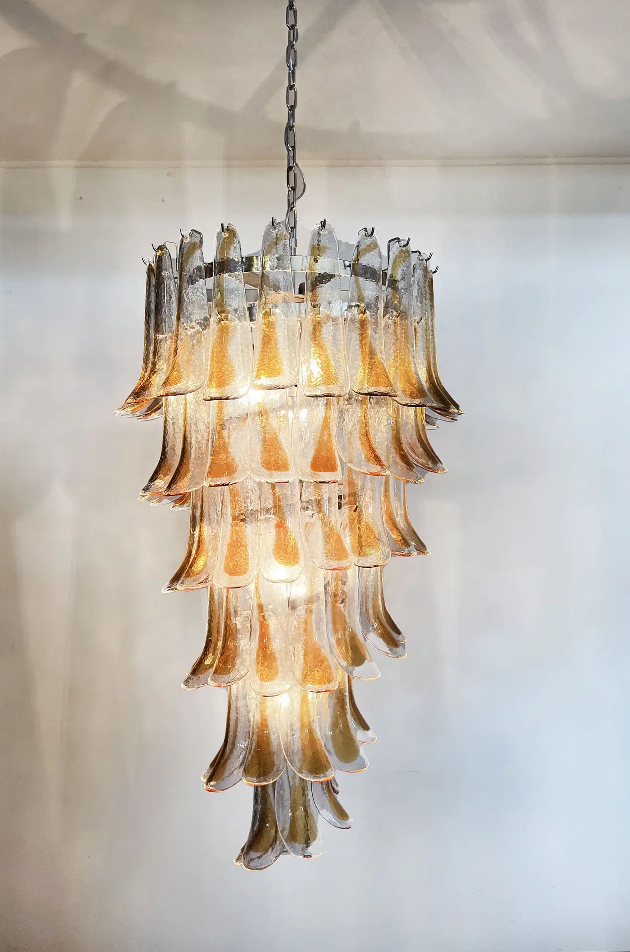 Murano Chandelier 83 Clear and Yellow Petal Glass